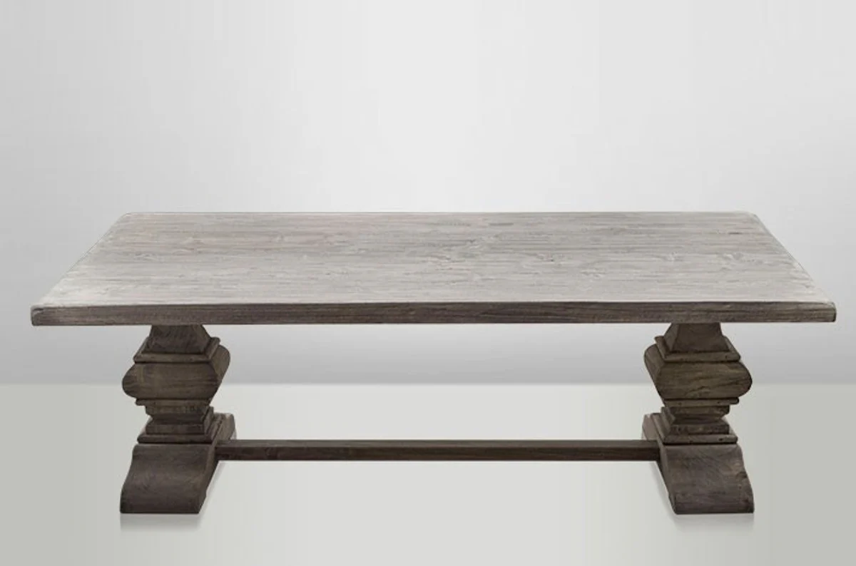 Country house coffee table oak rustic gray 140 x 80 cm - baroque style salon living room table solid oak