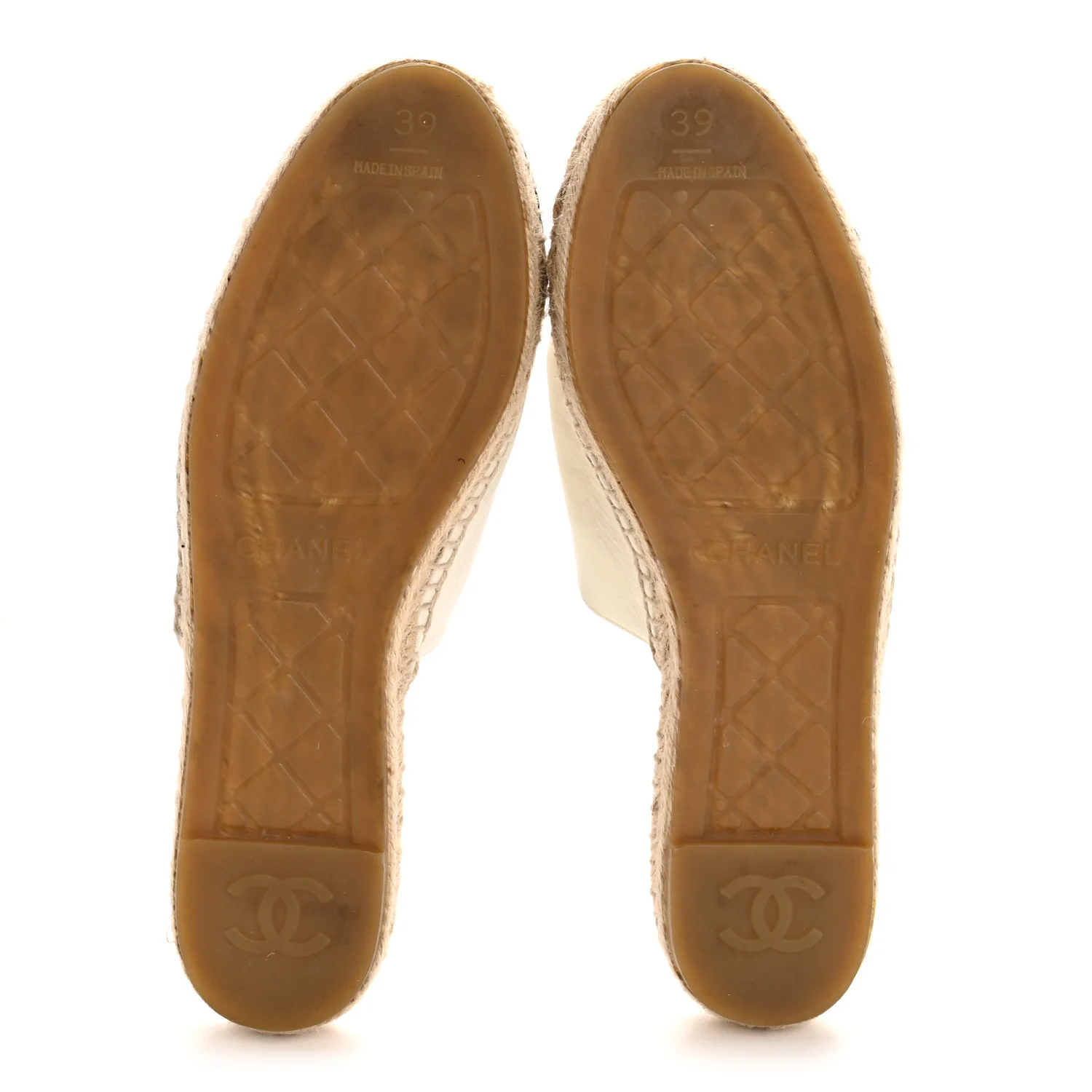 Iridescent Goatskin CC Espadrille Mules 39 Ivory Black - Top Club
