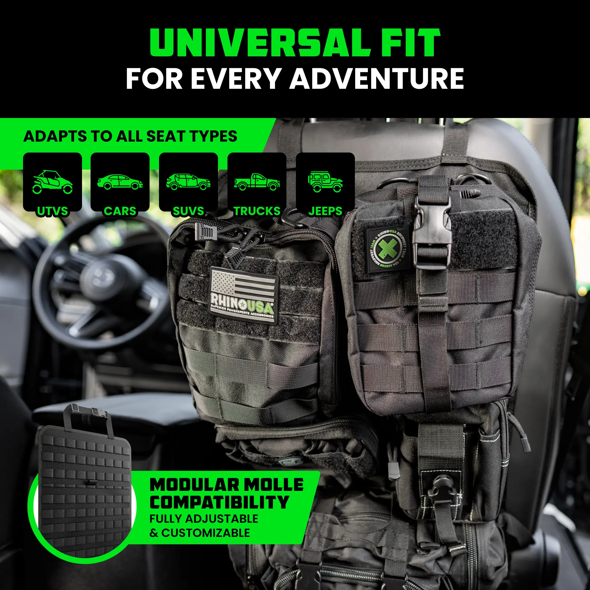 Rhino USA Car Seat Organizer - Car Storage Bag with Pockets