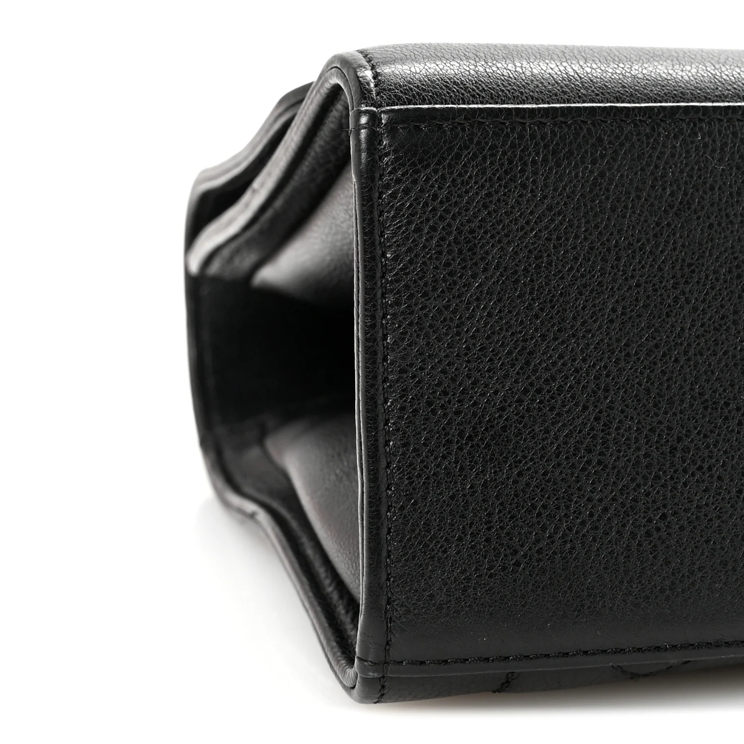 Grained Calfskin Quilted Large Label Click Flap Bag Black - Top Club