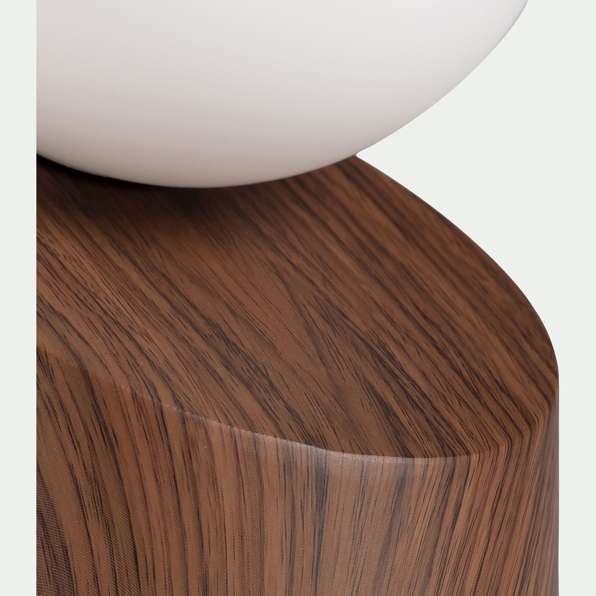 LEN - Lampe à poser tactile en fer effet bois foncé H16cm- naturel