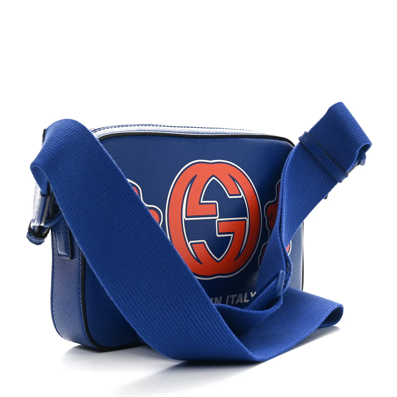 New Shanghai Calfskin Interlocking G Logo Camera Crossbody Bag Cobalt Blue Orange - Top Club