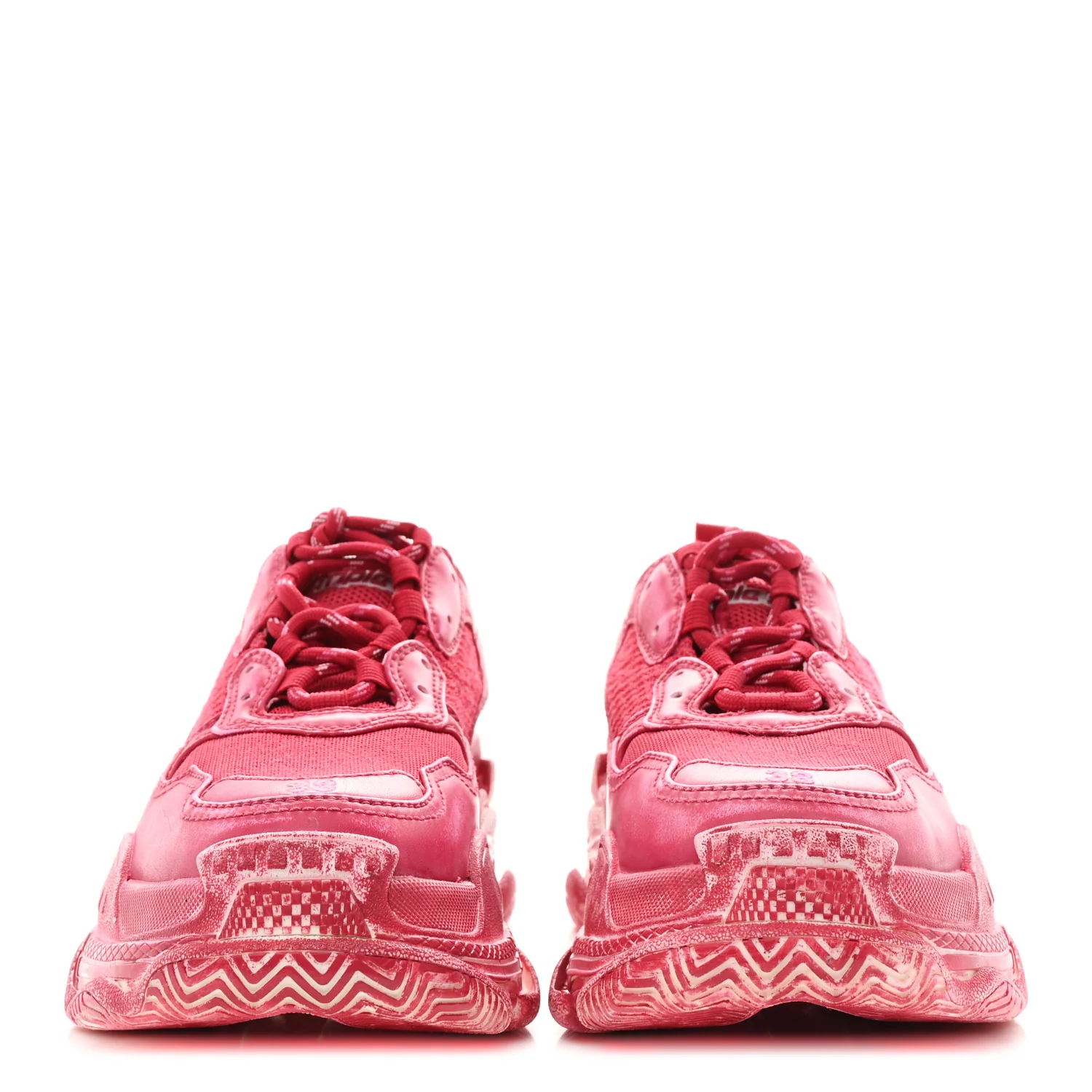 Fabric Mesh Faded Washed Womens Triple S Sneakers 38 Red - Top Club