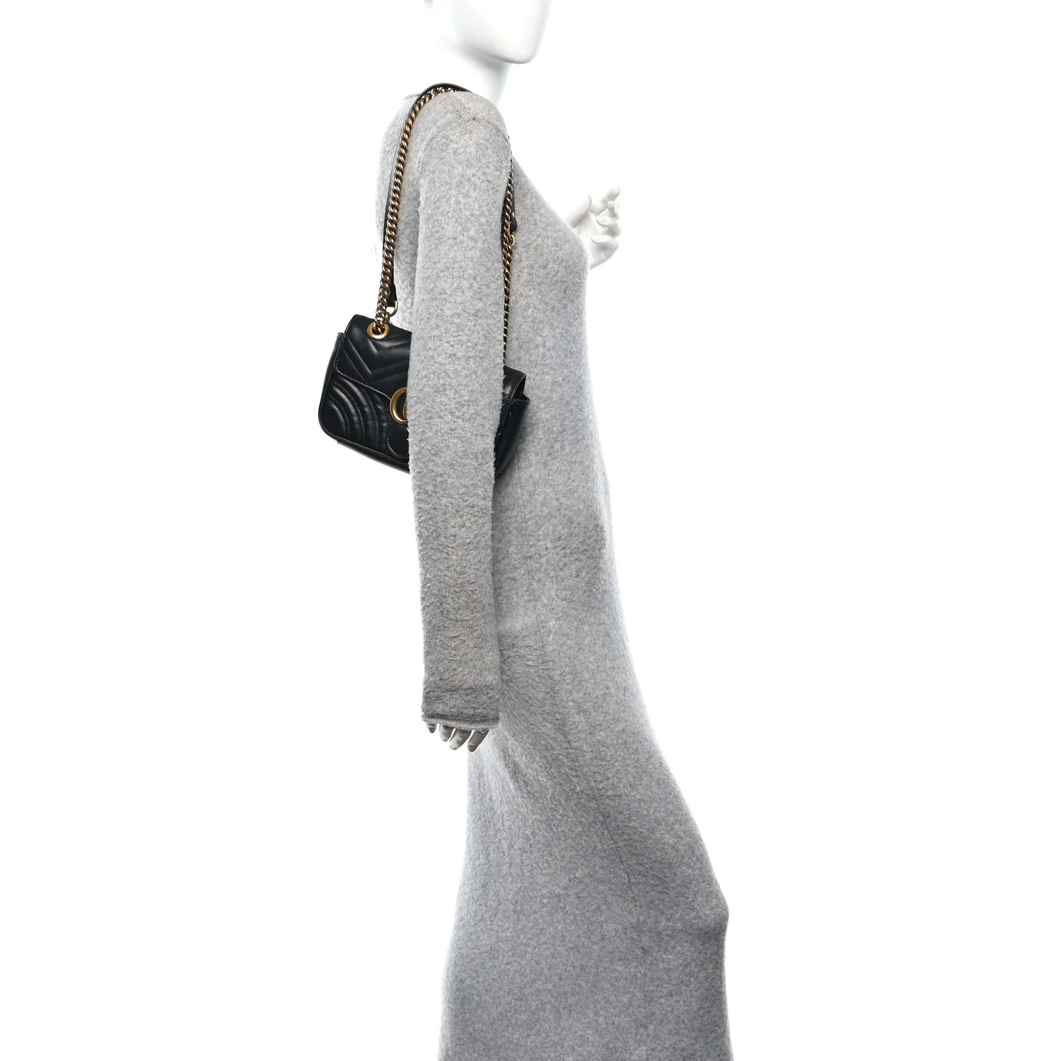 Calfskin Matelasse Mini GG Marmont Shoulder Bag Black
