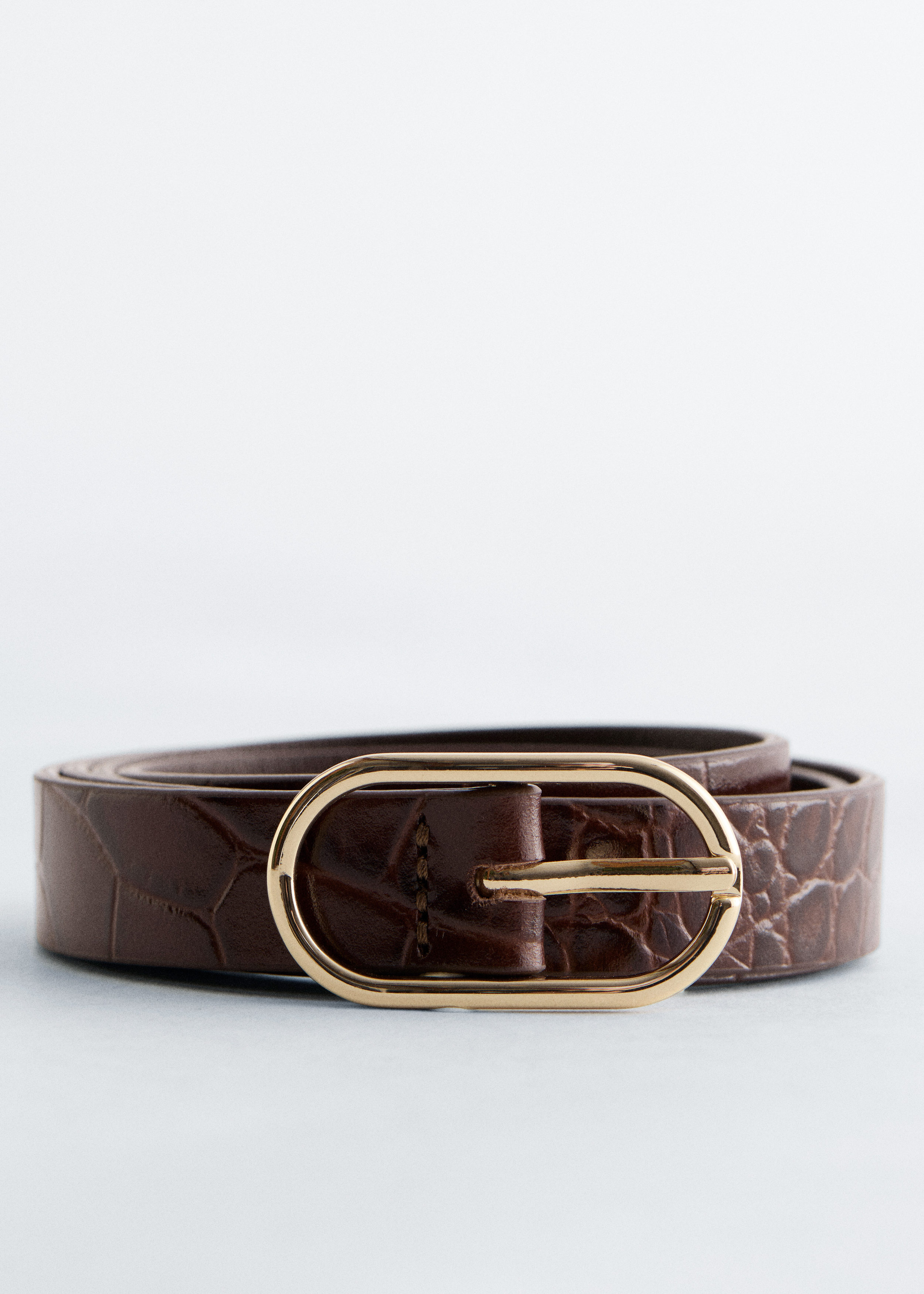 & Other Stories CROCO EFFECT SLIM LEATHER BELT