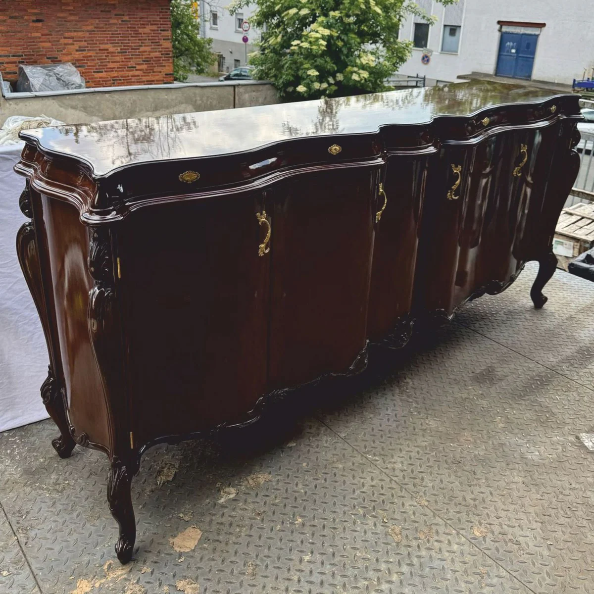 Luxury Baroque sideboard with 4 doors dark brown 240 cm - Baroque furniture