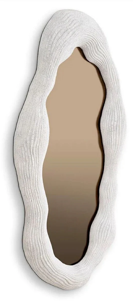 Luxury mirror white / bronze 71 x 6 x H. 123 cm - Oval designer wall mirror - Cloakroom mirror - Bedroom mirror - Luxury quality