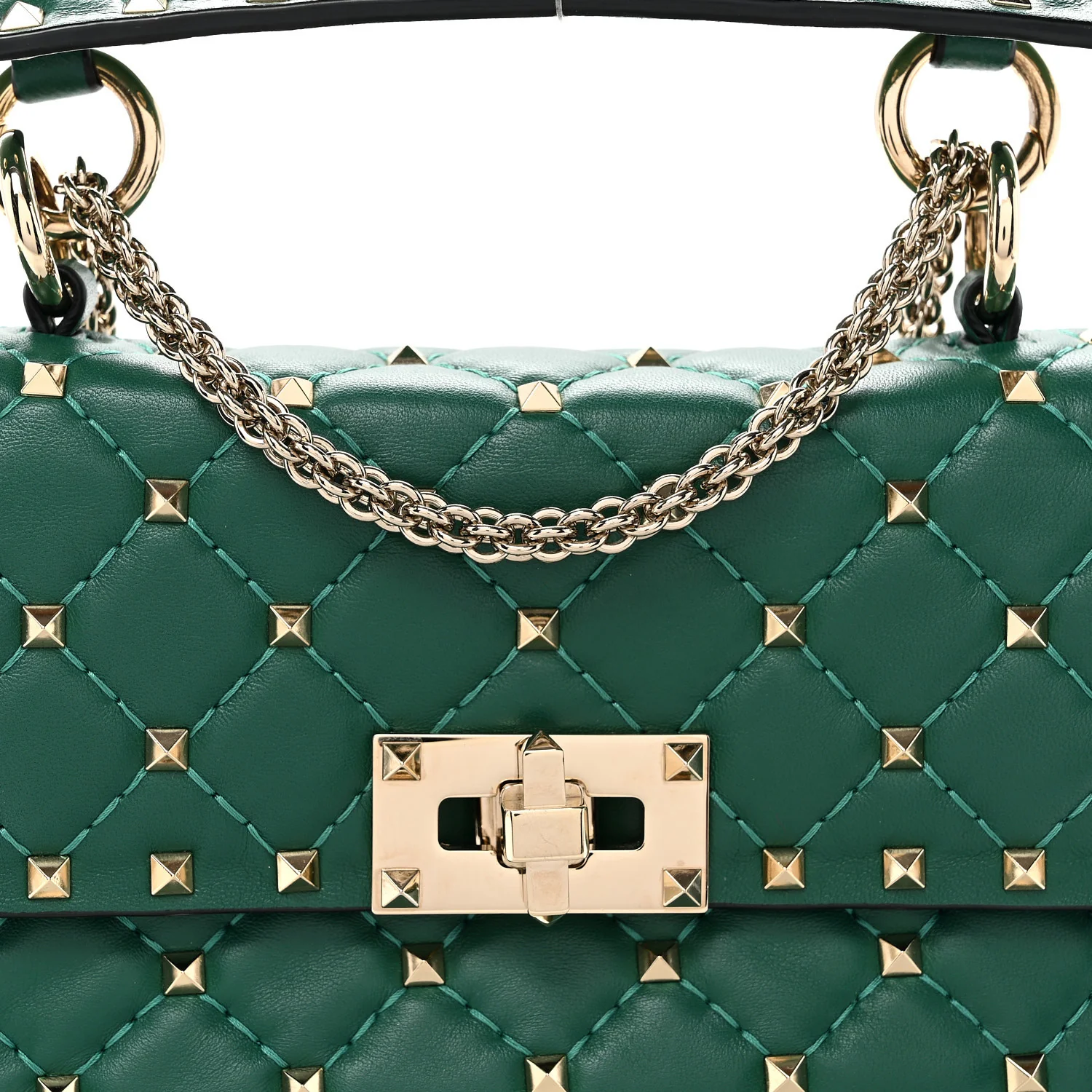 Nappa Small Rockstud Spike Shoulder Bag Gea Green - Top Club