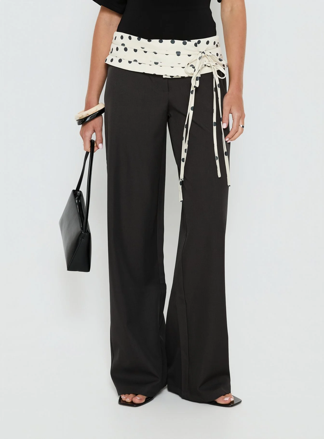 Seneca Wrap Pants Charcoal Polka Dot