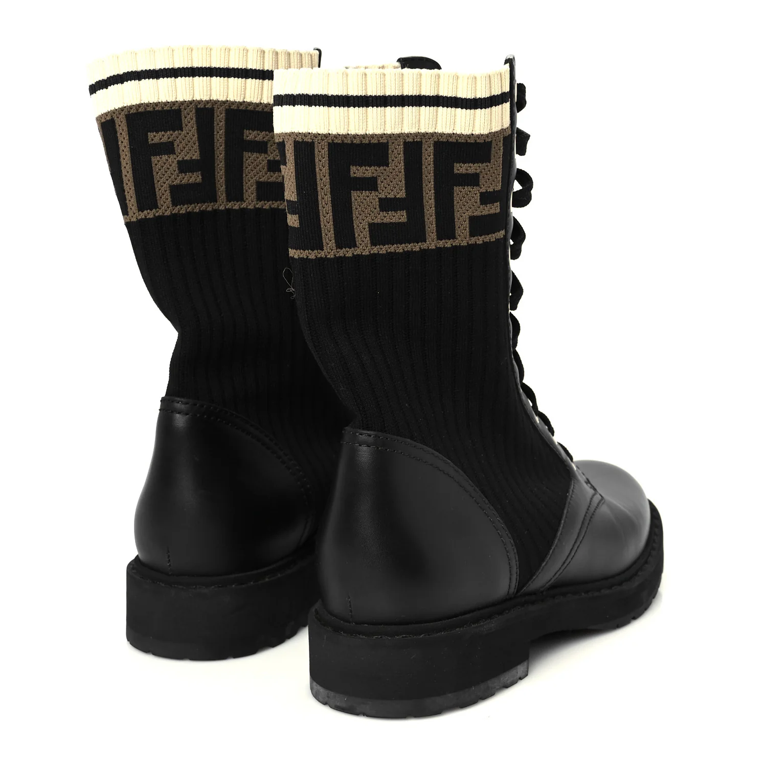 Calfskin Stretch Fabric Rockoko Biker Boots 36 Tobacco Black Marino - Top Club