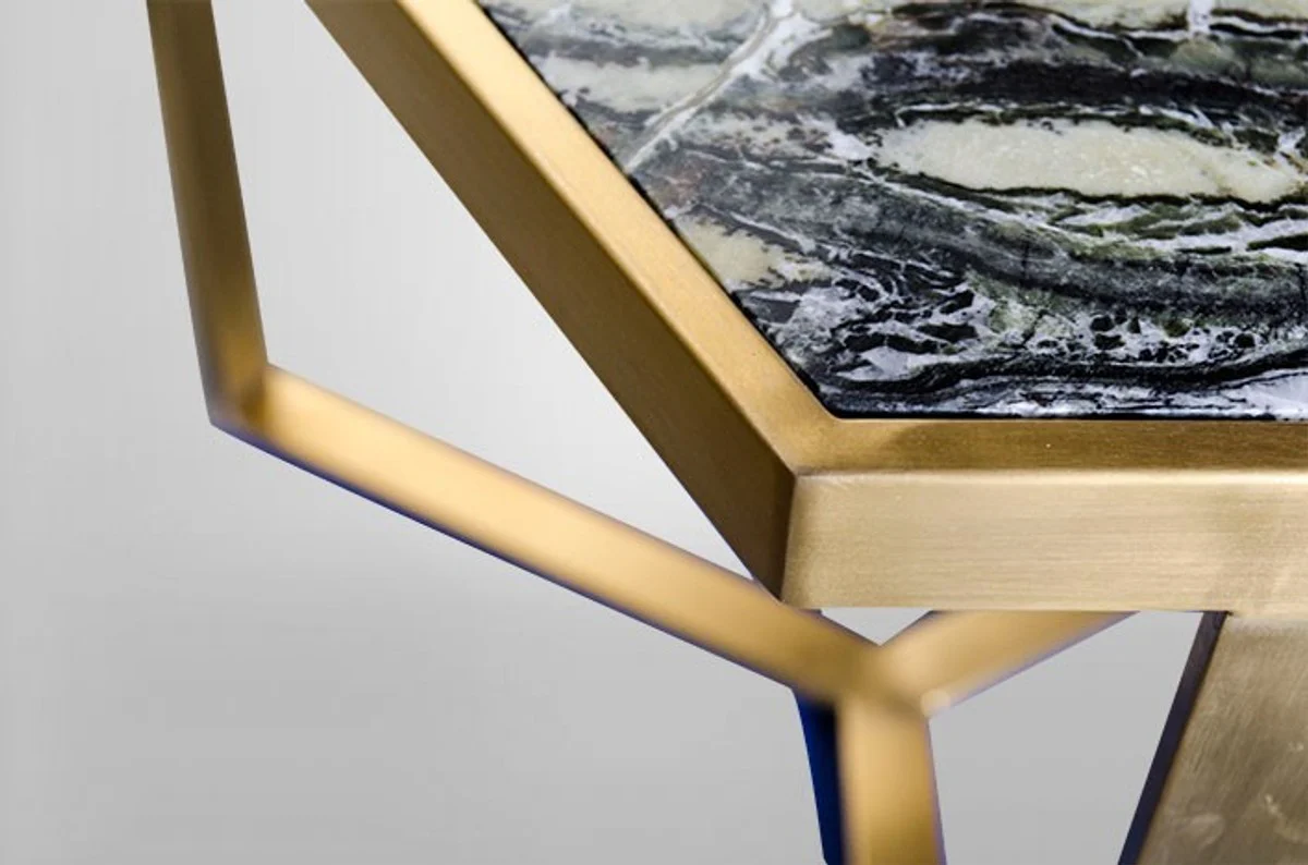 Art Deco side table gold metal / marble 55 x 47 cm - Art Nouveau table - furniture flower table