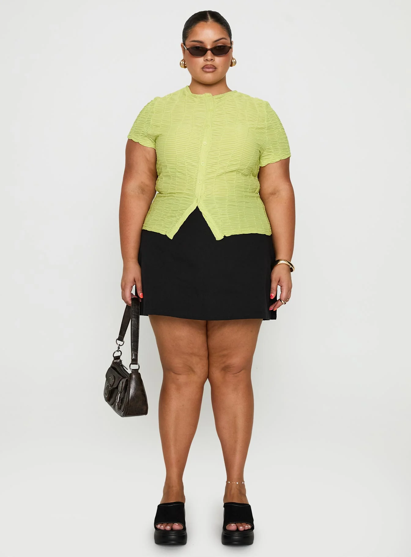 Suzu Textured Top Green Curve