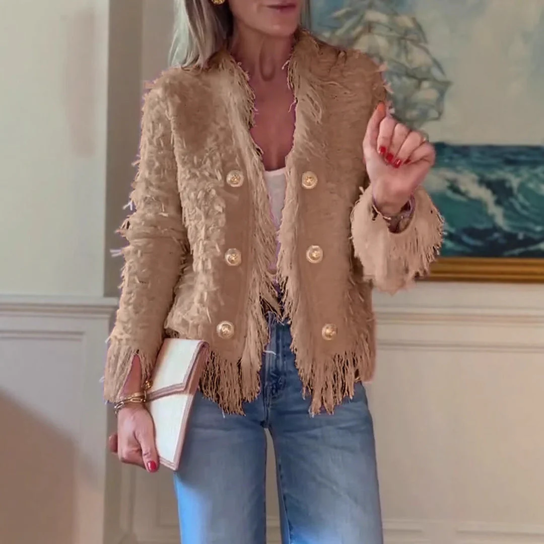 Cardigan à franges pour femmes en maille