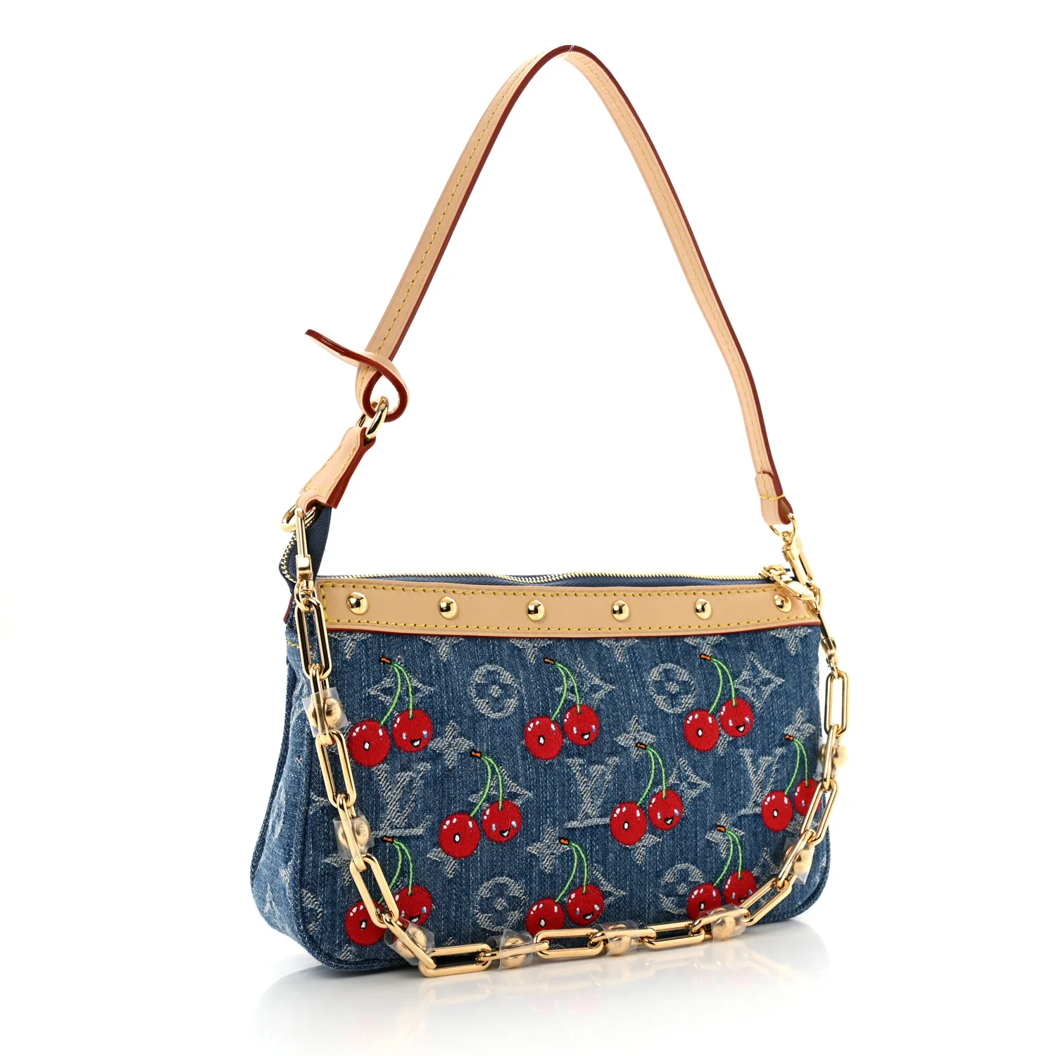 LV X TM Monogram Denim Cerises Pochette Accessories Blue - Top Club