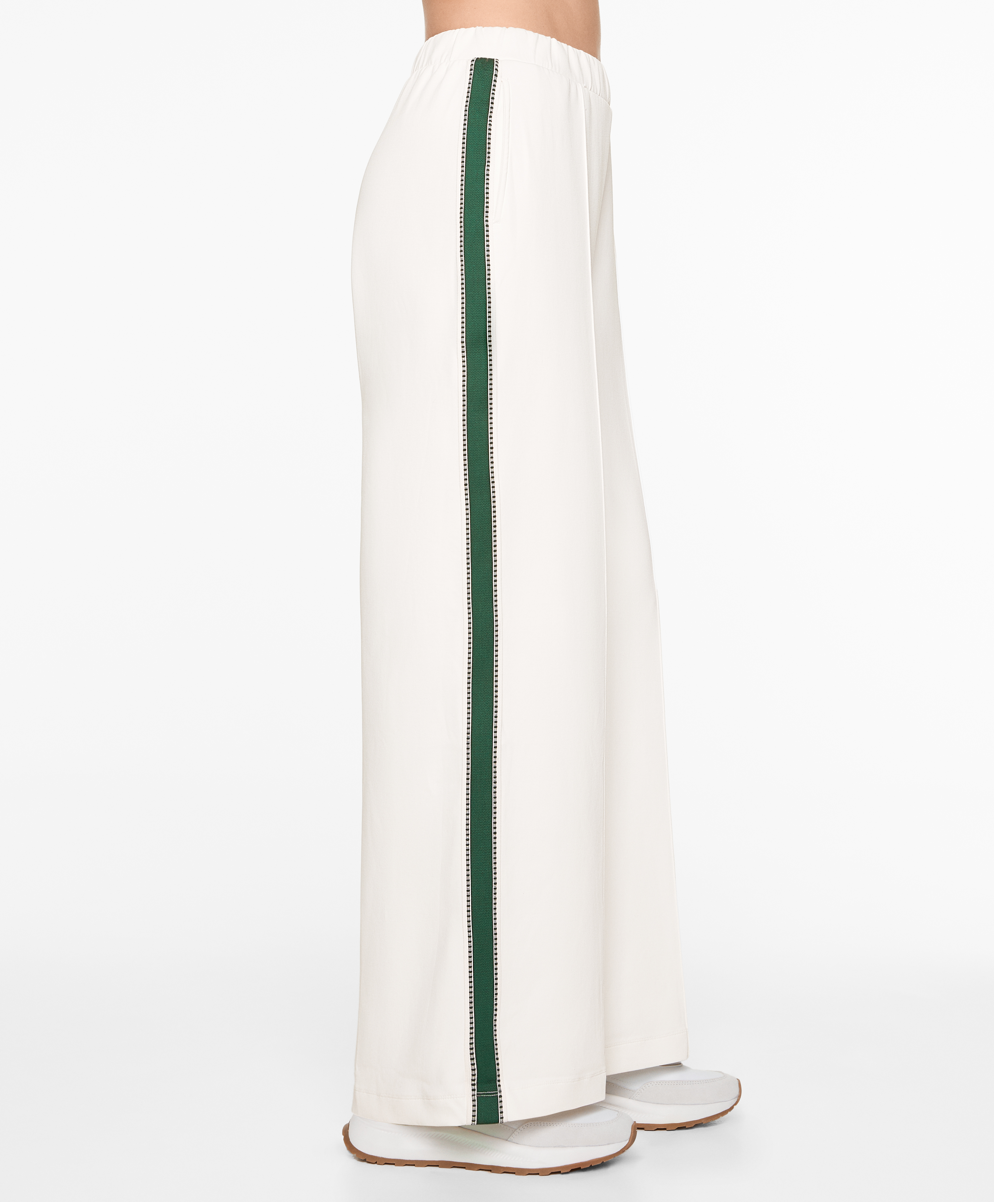 OYSHO Cotton blend piqué straight-leg trousers
