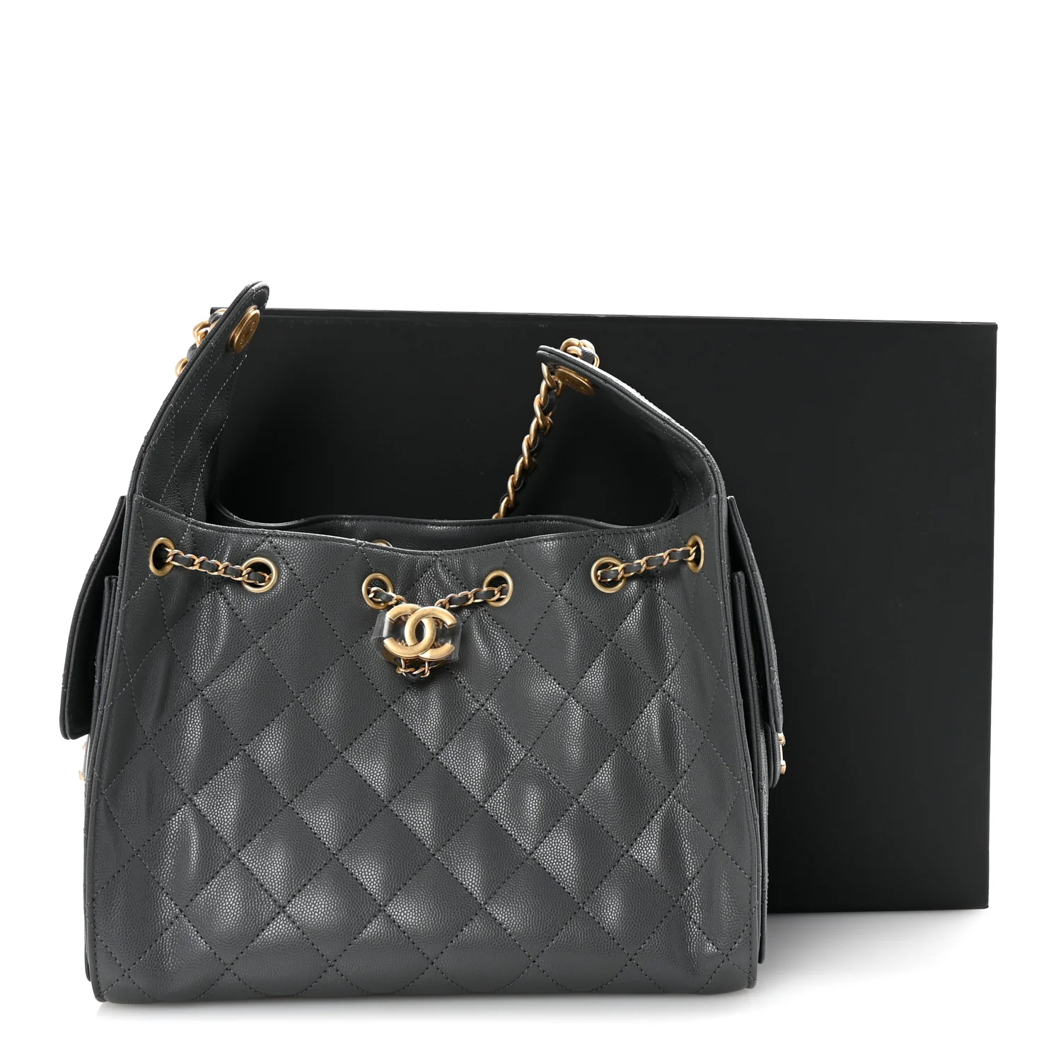 Caviar Quilted Small Chanel 25 Handbag Dark Grey - Top Club