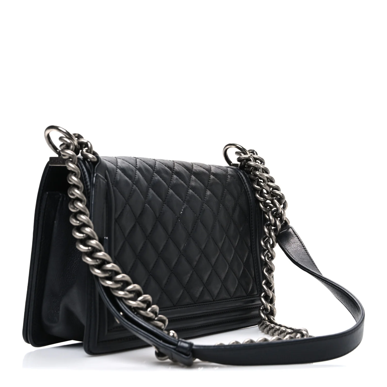 Lambskin Quilted Medium Boy Flap Black - Top Club