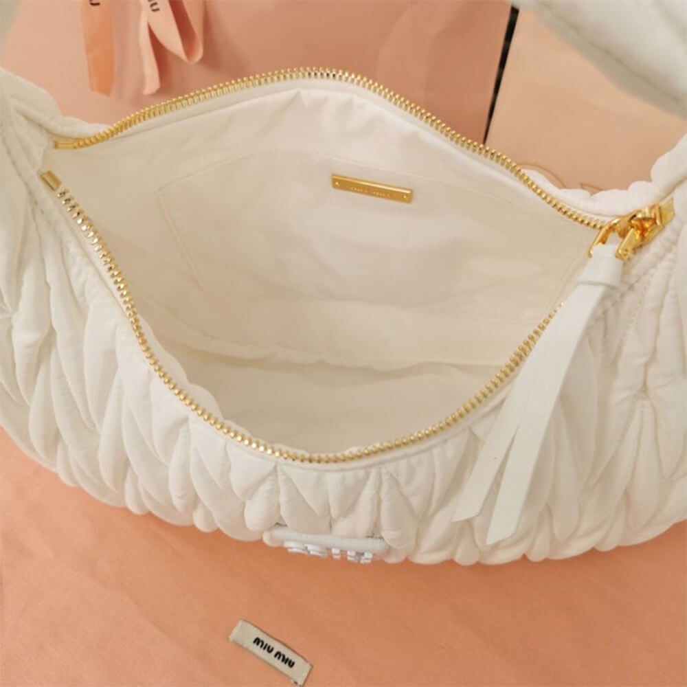 Miu Wander matelasse regenerated nylon hobo bag - Top Club