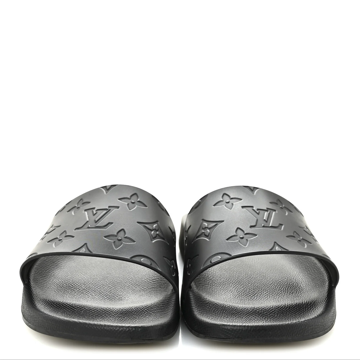 Rubber Embossed Monogram Mens Waterfront Mules 7.5 Black - Top Club