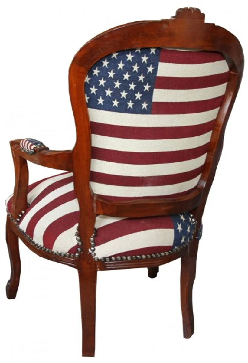 Barock Salon Stuhl Mod1 USA Design / Mahagoni Braun - USA Stil