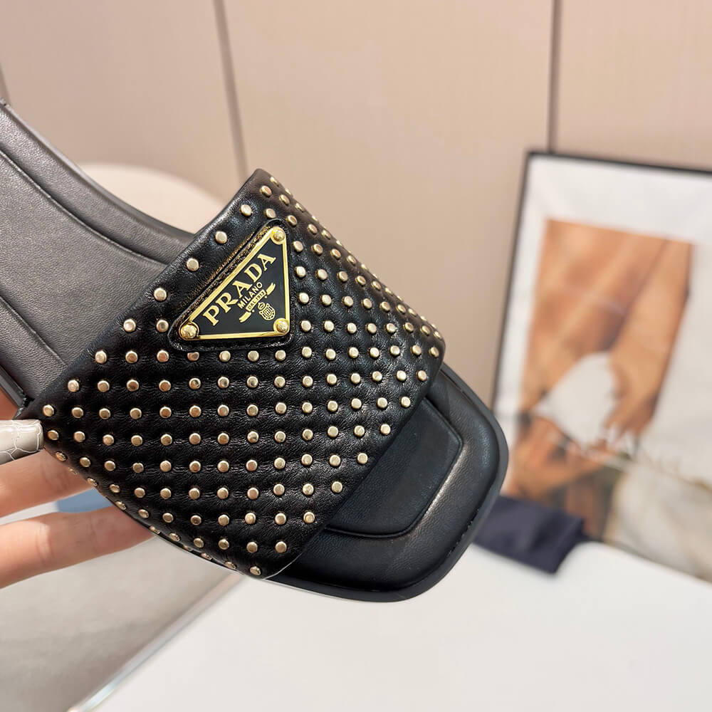 Prada Nappa leather slides with studs - Top Club