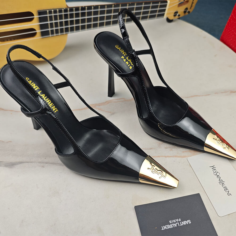 YSL Jeanne Slingback Pumps in Patent Leather - Top Club
