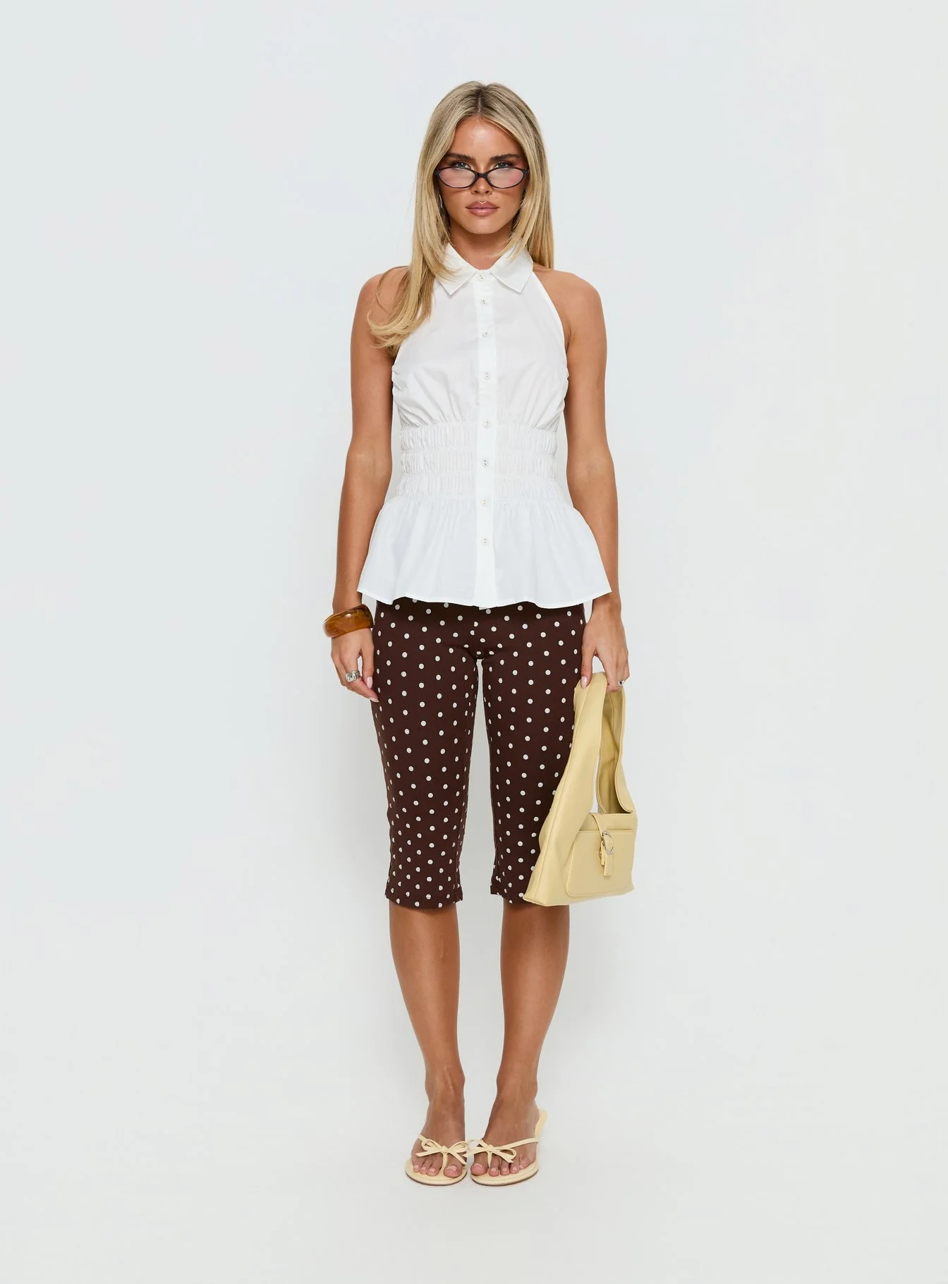 Samaira Capri Pant Brown Polka Dot