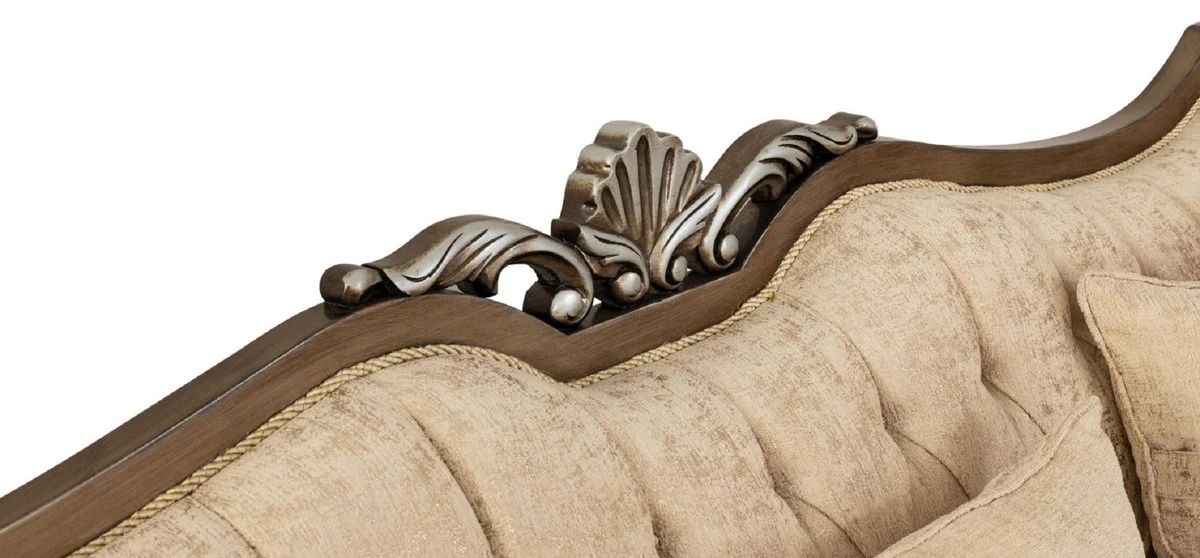 Luxury Baroque Living Room Set Beige / Gold / Brown / Silver - 2 Sofas & 2 Armchairs & 1 Coffee Table - Handmade Baroque Living Room Furniture - Noble & Magnificent