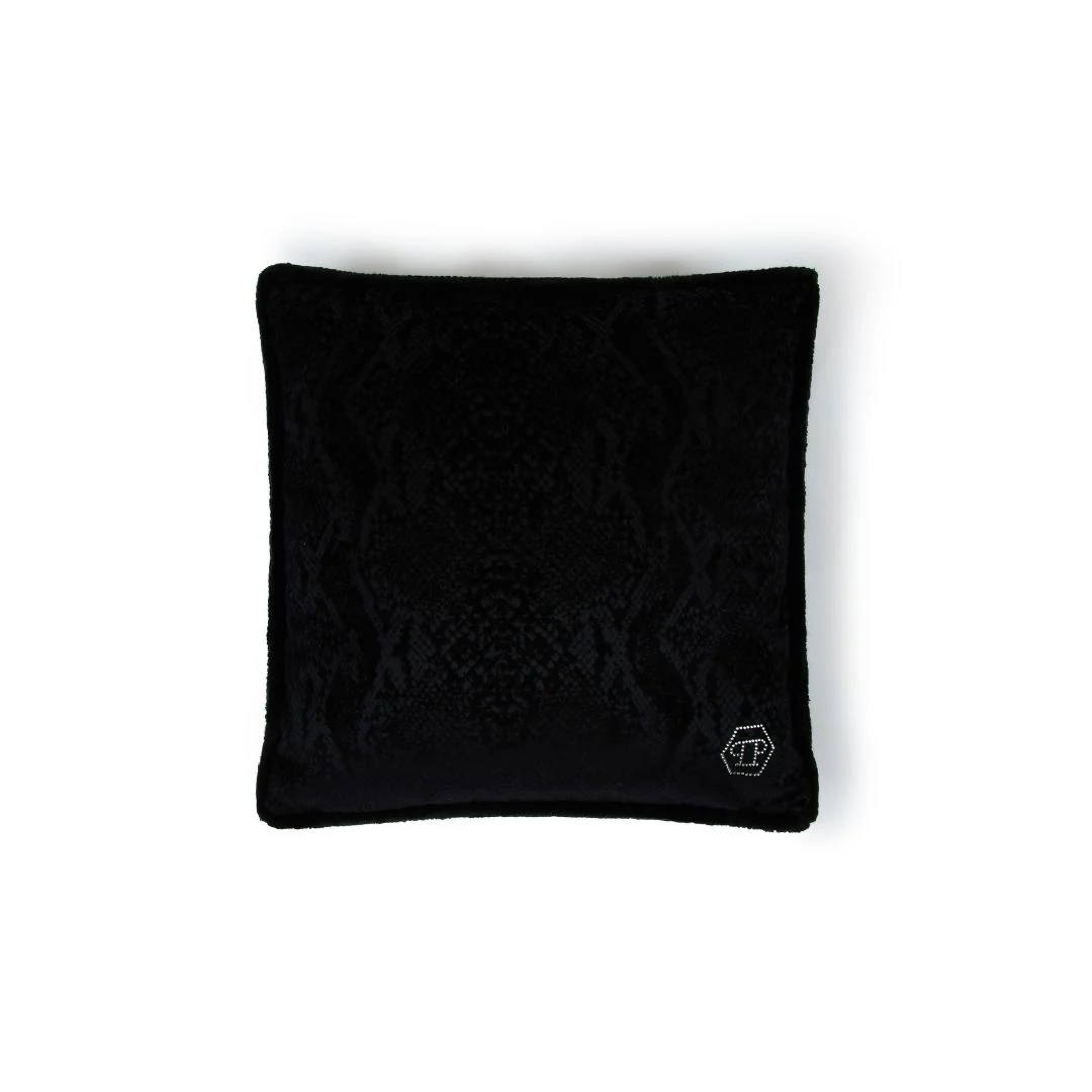 Cuscino Arredo In Velluto Python 40X40 Black Philipp Plein