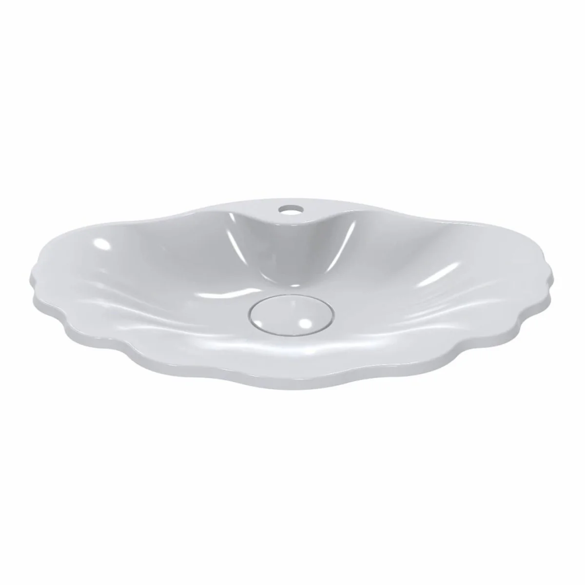Luxury basin bowl in shell shape high gloss white 61.8 cm