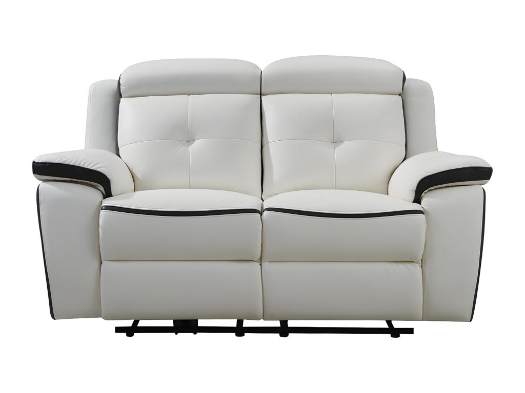 Sofá reclinable eléctrico doble - cuero blanco y gris