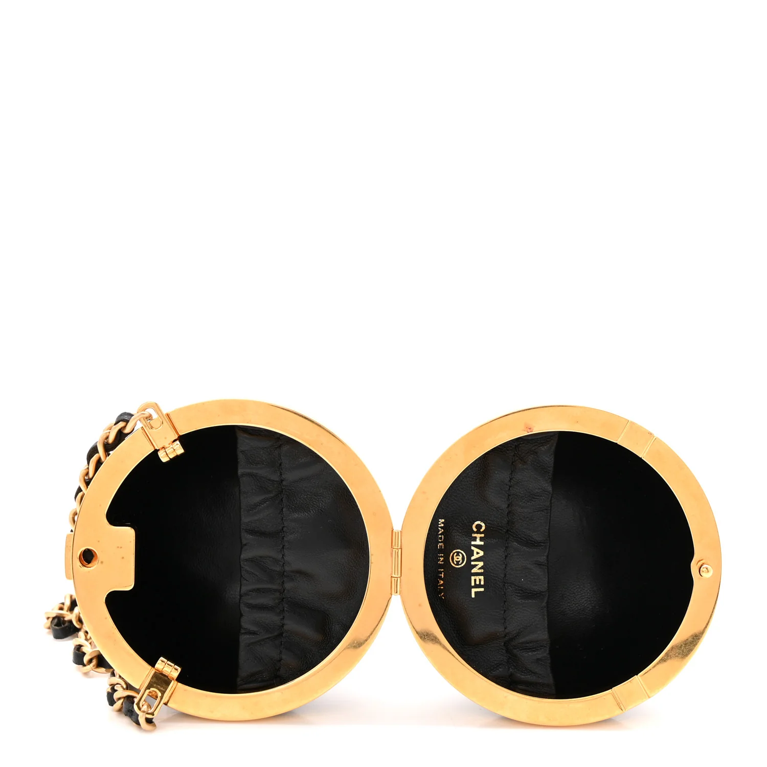 Lambskin Quilted Sphere Minaudiere Chain Clutch Black - Top Club