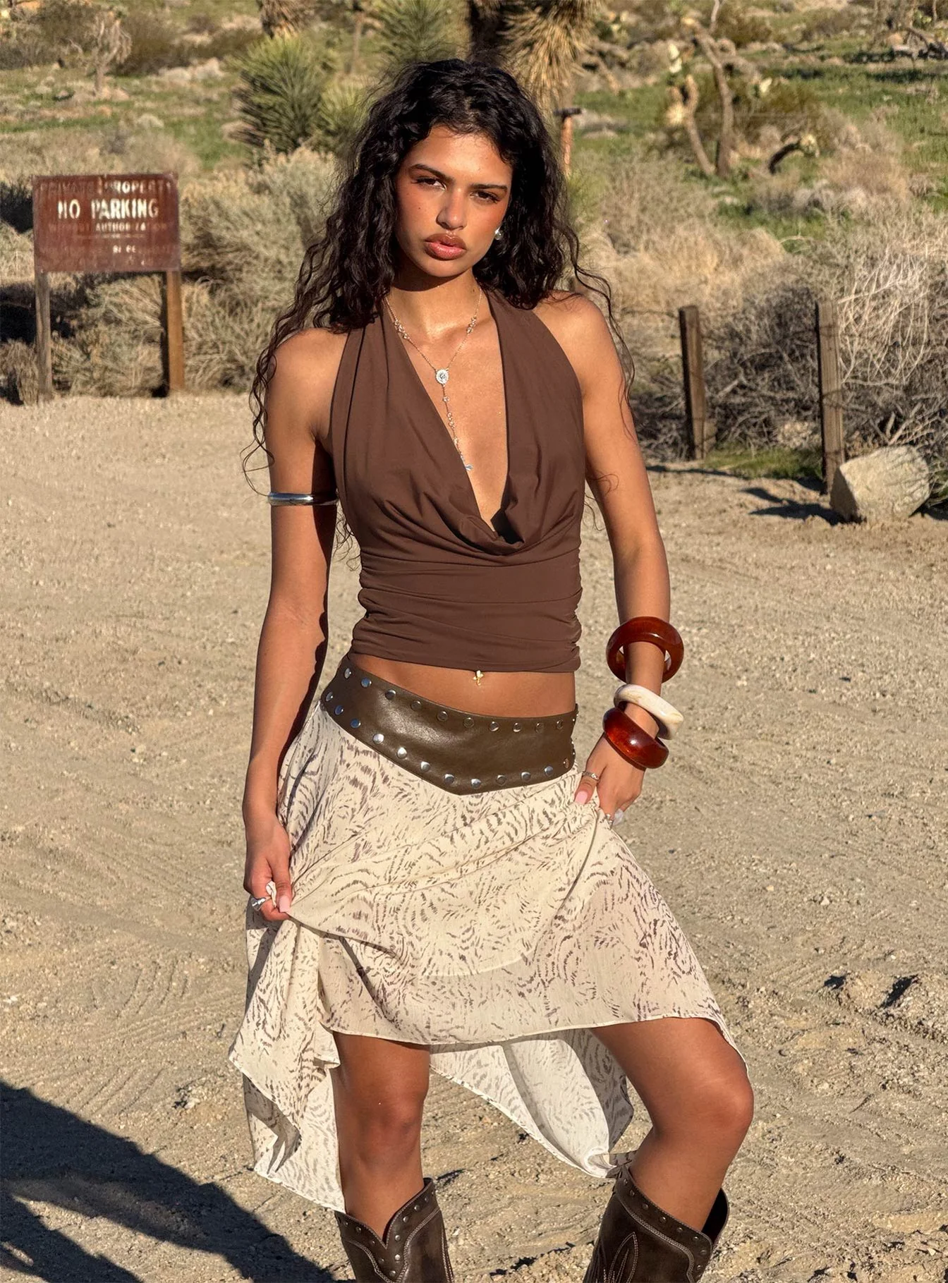 Dark Mirage Asymmetrical Midi Skirt Multi