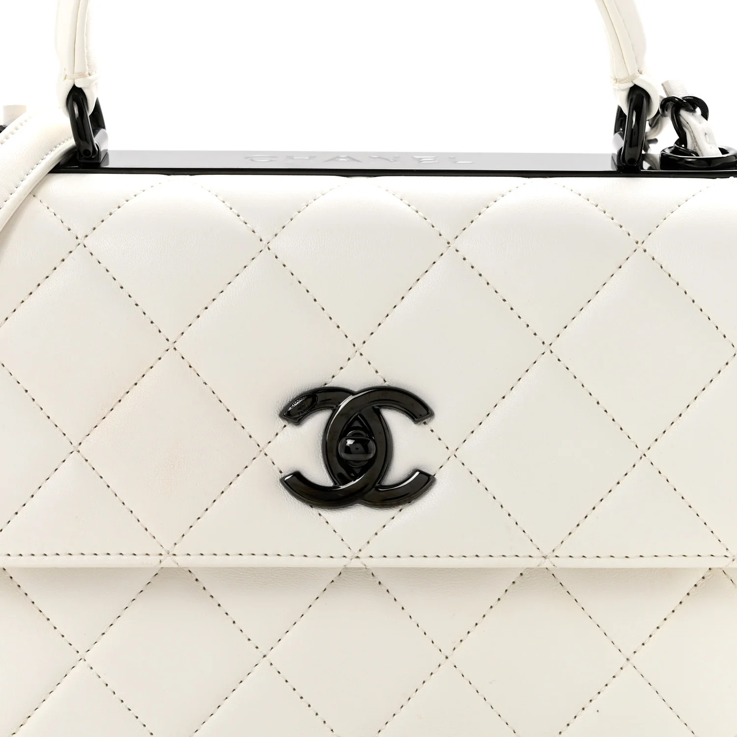 Lambskin Quilted Small Trendy CC Dual Handle Flap Bag White - Top Club