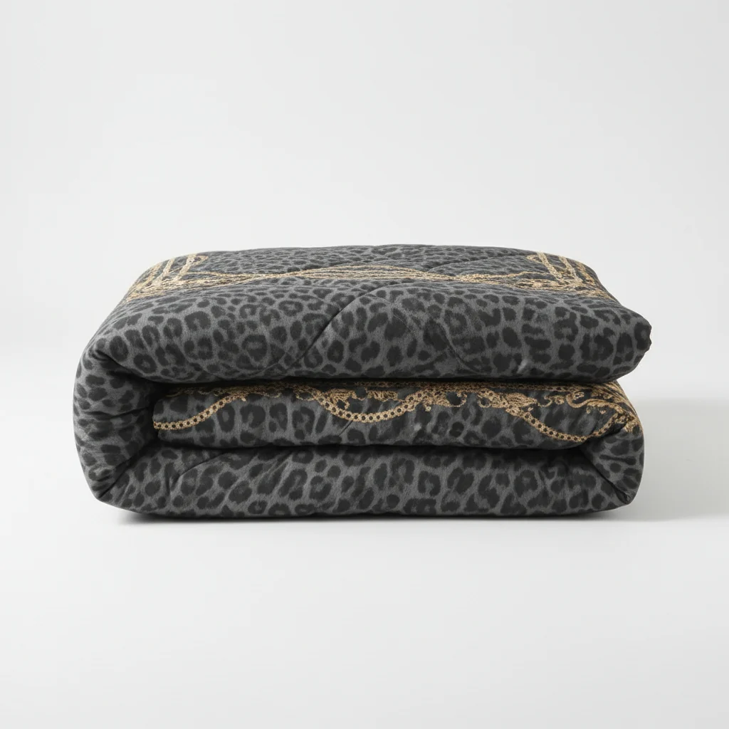 Trapunta In Raso Di Cotone Leopard Chains Matrimoniale
