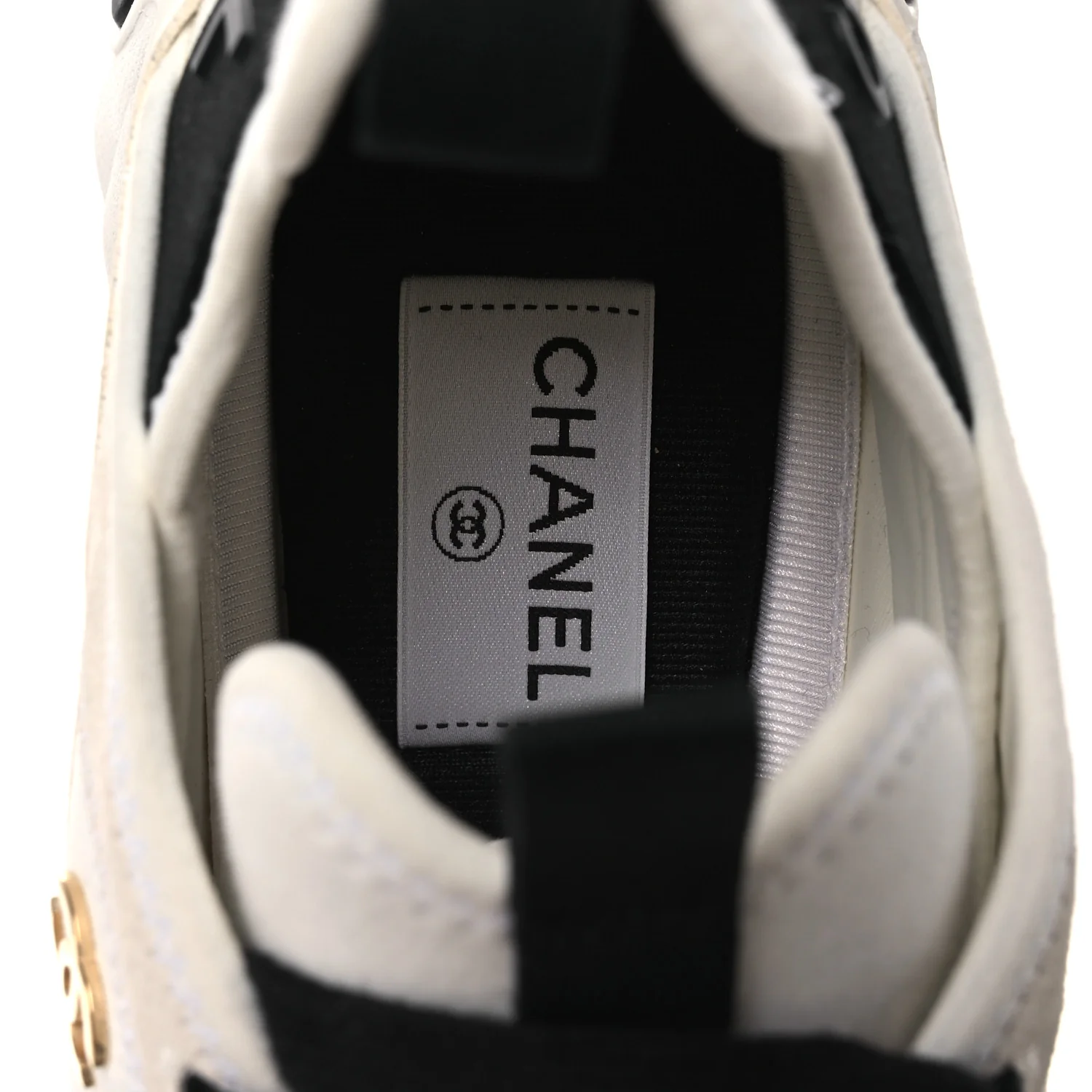 Velvet Calfskin Mixed Fibers CC Sneakers 40.5 Ivory Black - Top Club