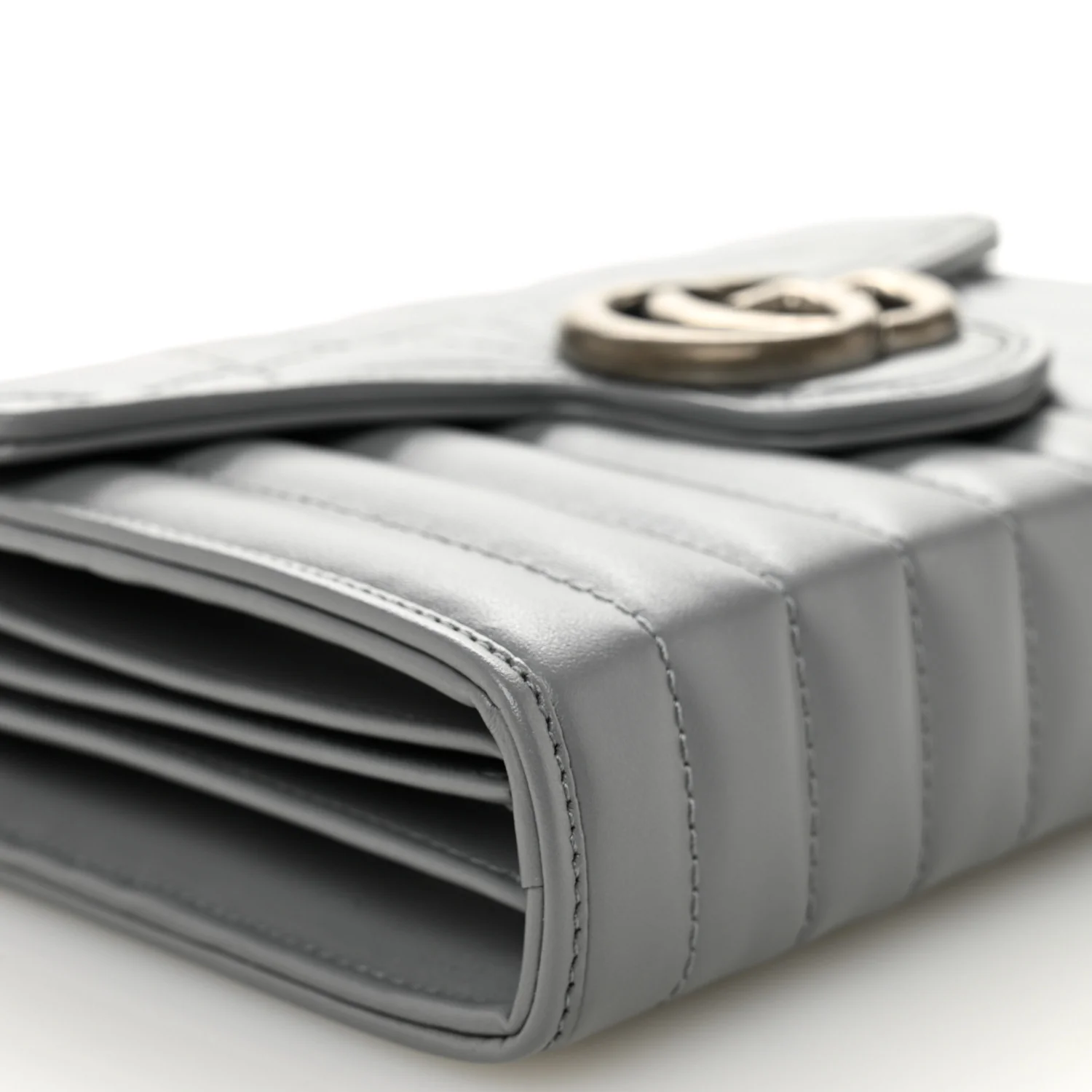 Calfskin Matelasse Aria GG Marmont Chain Wallet Deep Grey - Top Club