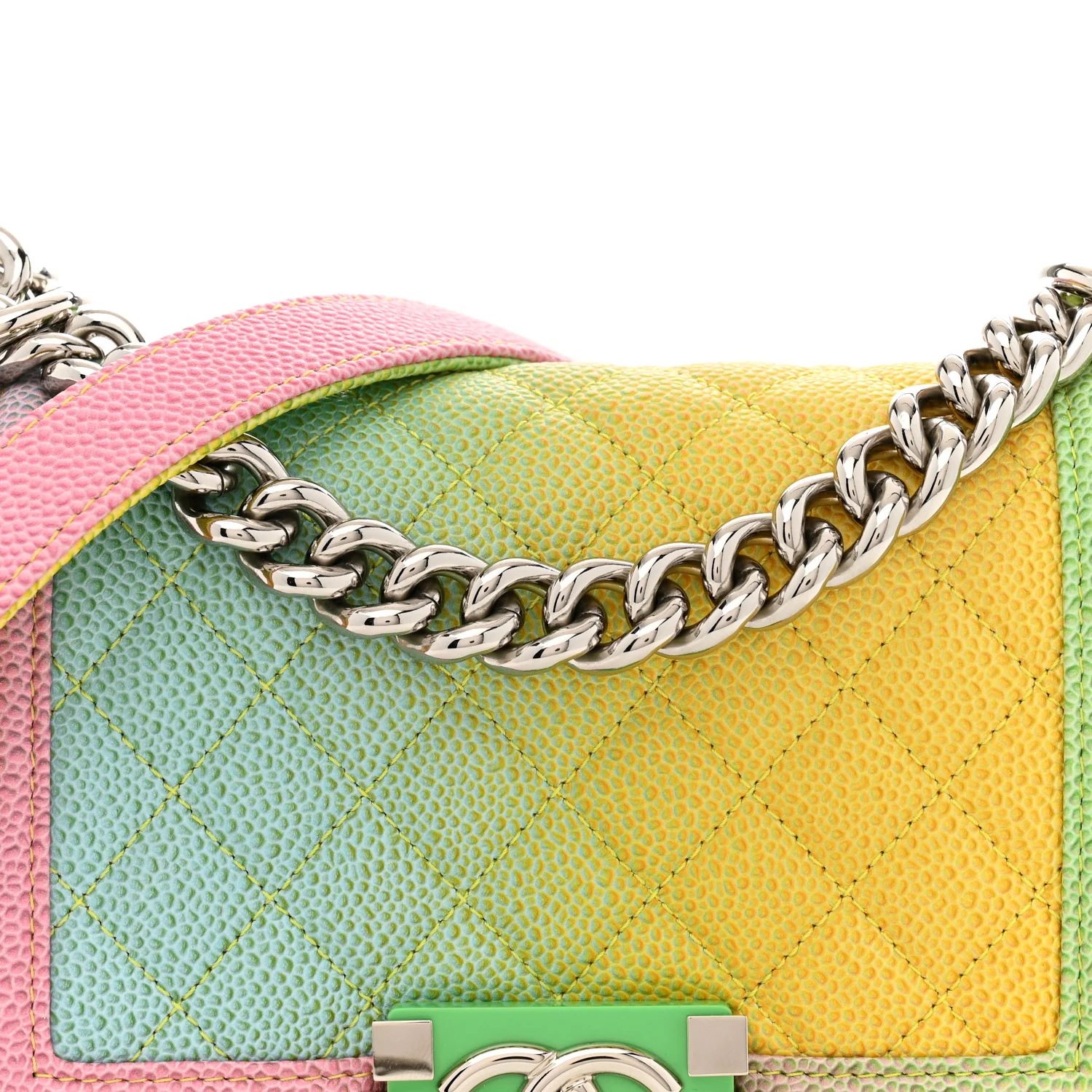 Caviar Quilted Small Cuba Rainbow Boy Flap  Multicolor - Top Club