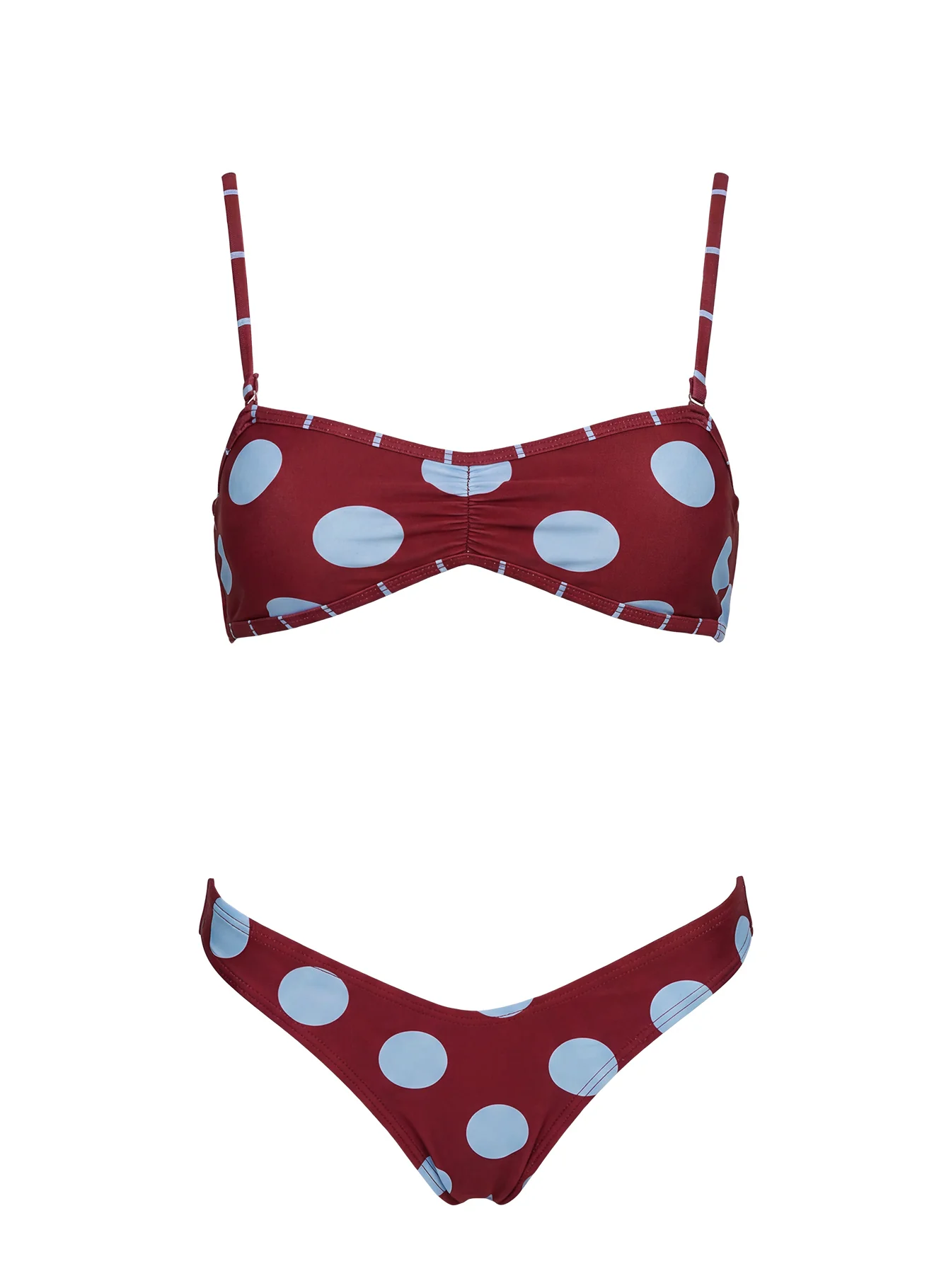 Tykana Bandeau Bikini Top Red / Blue Polka Dot