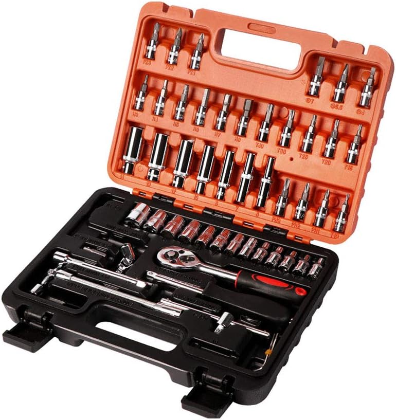 Strumenti e Attrezzature meccaniciSet Set di Chiavi a Bussola, Chiave a cricchetto a sgancio rapido per Fai da Te, Riparazione Auto 53 Pezzi