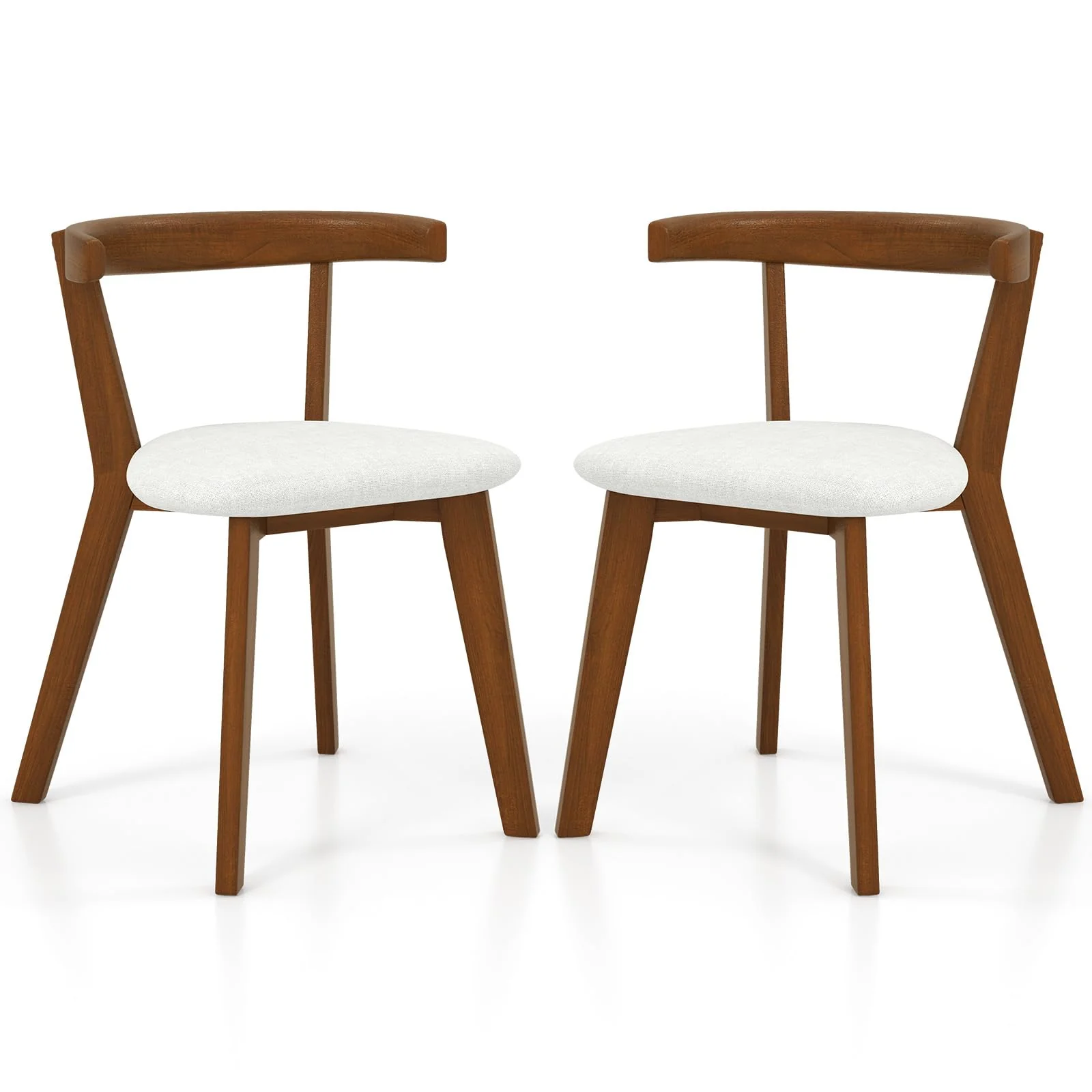 BEFOUNDLOVELY Wooden Dining Chairs Set of 2/4, Farmhouse Hanging Kitchen Chairs w/Rubber Wood Frame, Padded Seat, Curve Back