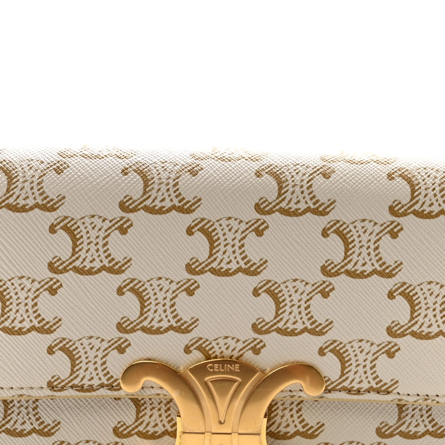 Canvas Calfskin Triomphe Shoulder Bag White - Top Club