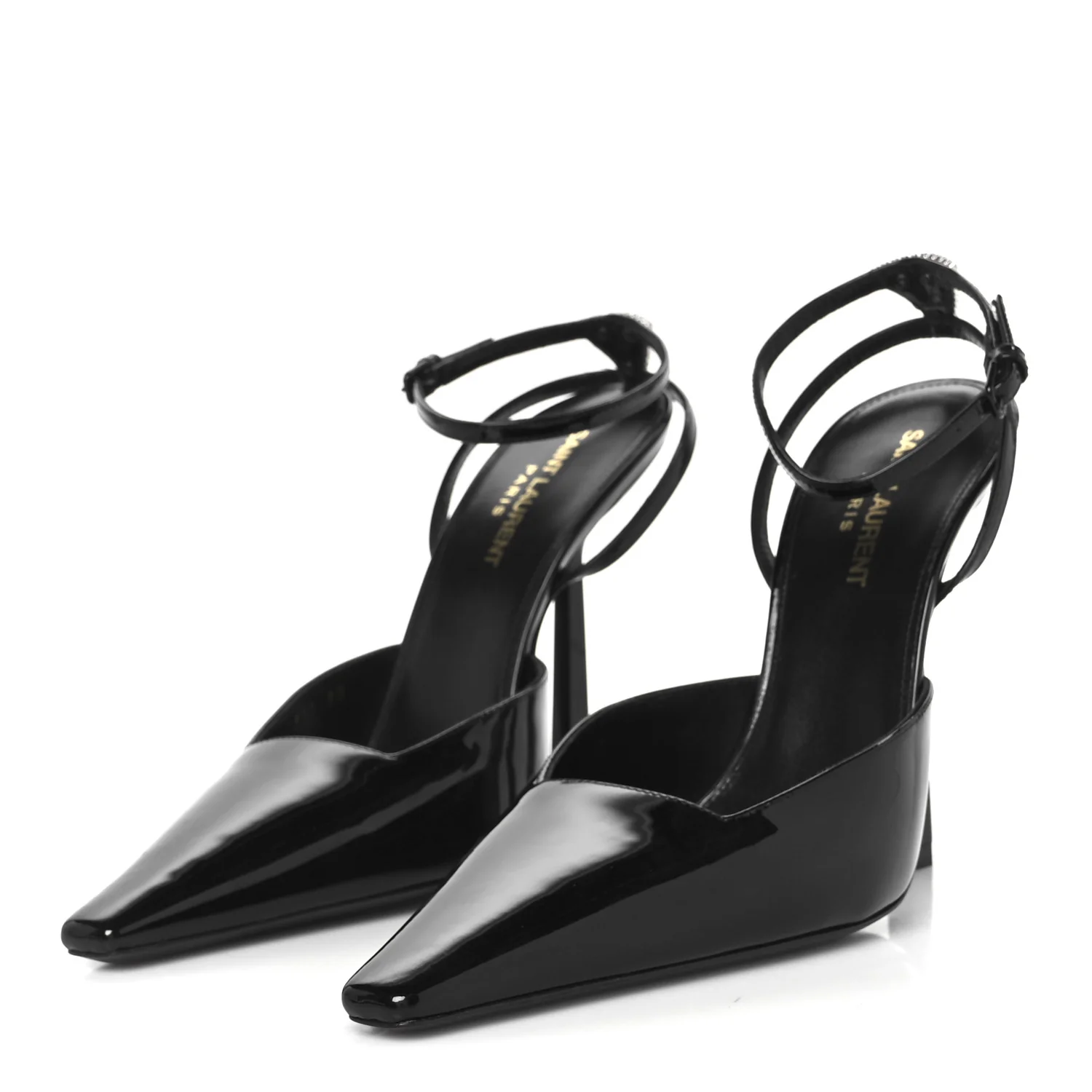 Patent Calfskin Crystal Anouk Pumps 38 Black - Top Club