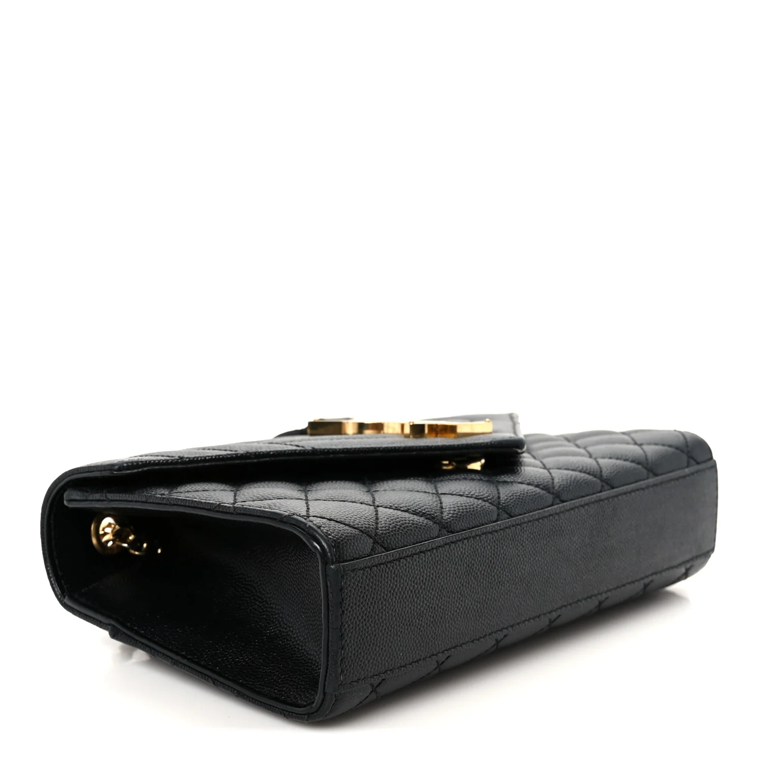 Grain De Poudre Textured Mixed Matelasse Triquilt Small Monogram Satchel Black - Top Club