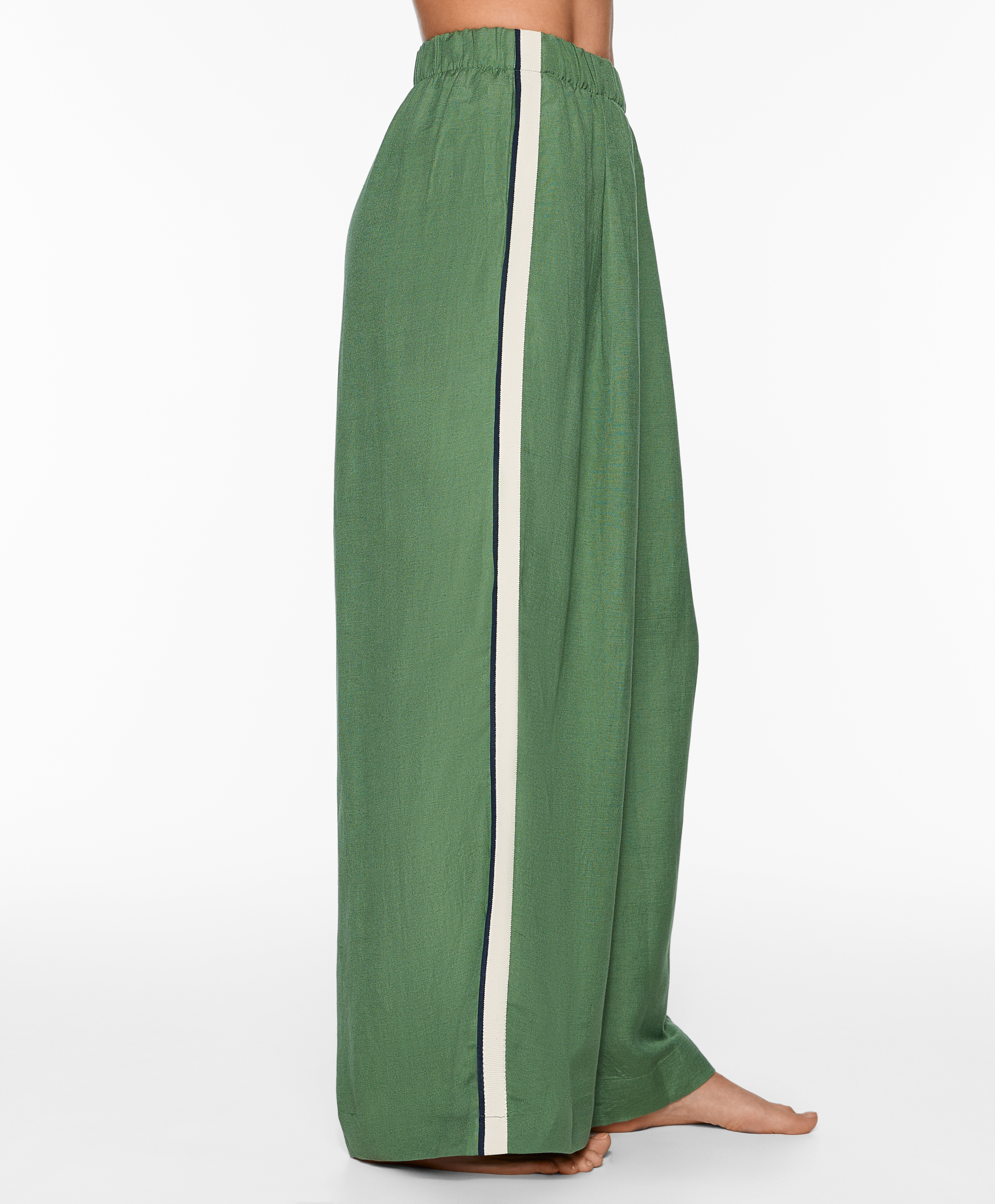 OYSHO Trousers with linen appliqué along the sides