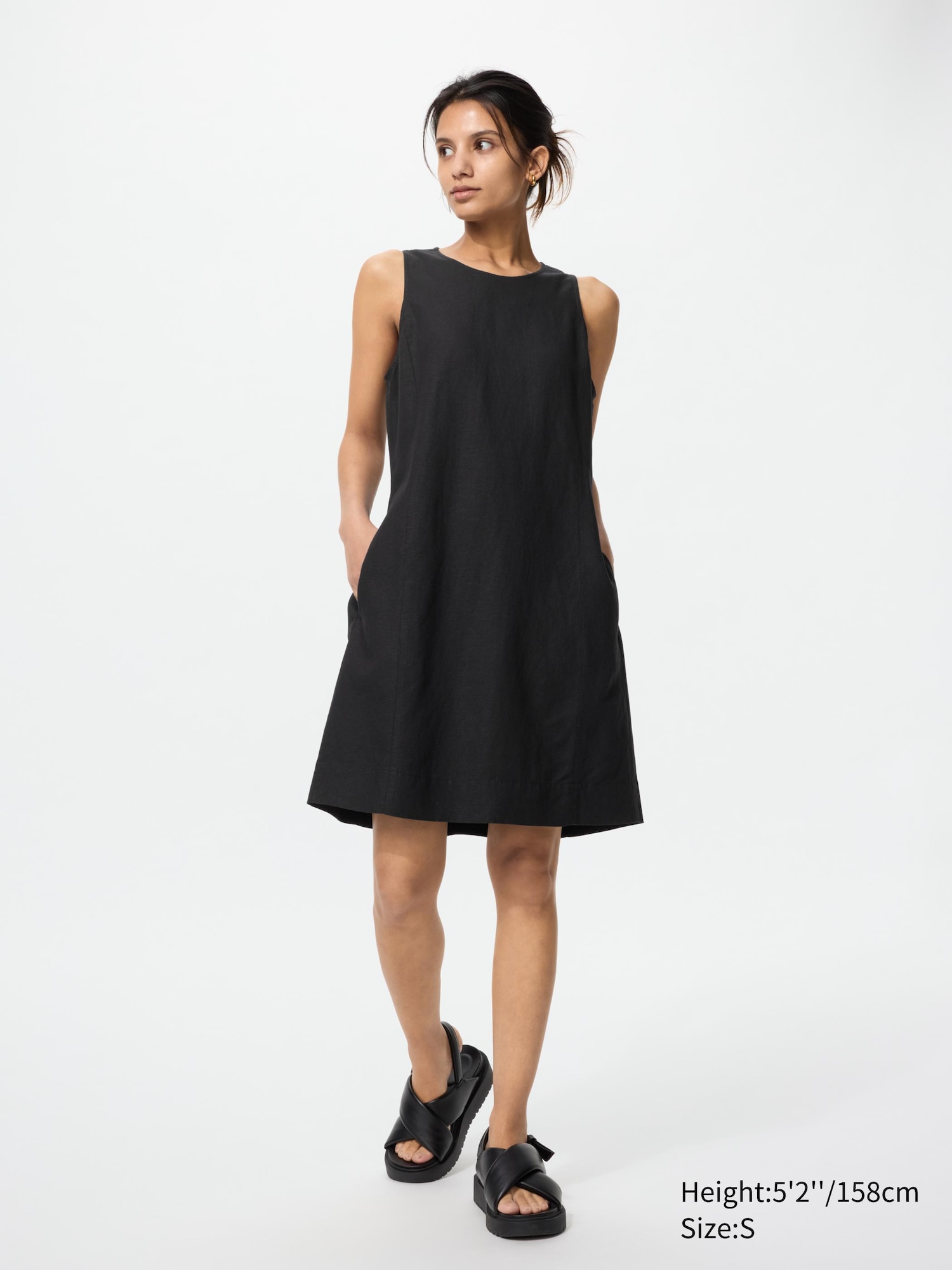 Linen Blend Mini Sleeveless Dress