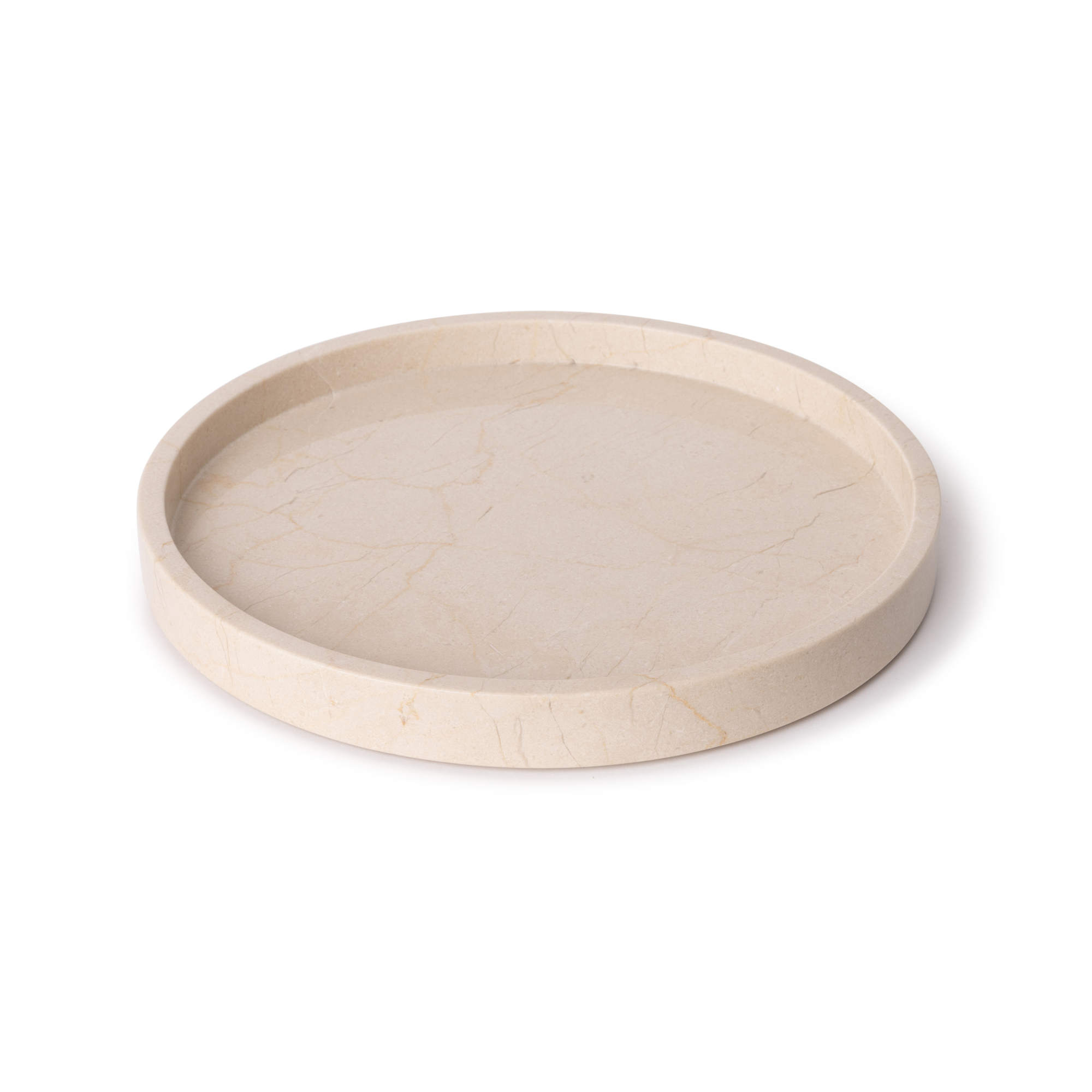 Marmer dienblad rond met rand  Ø30cm beige