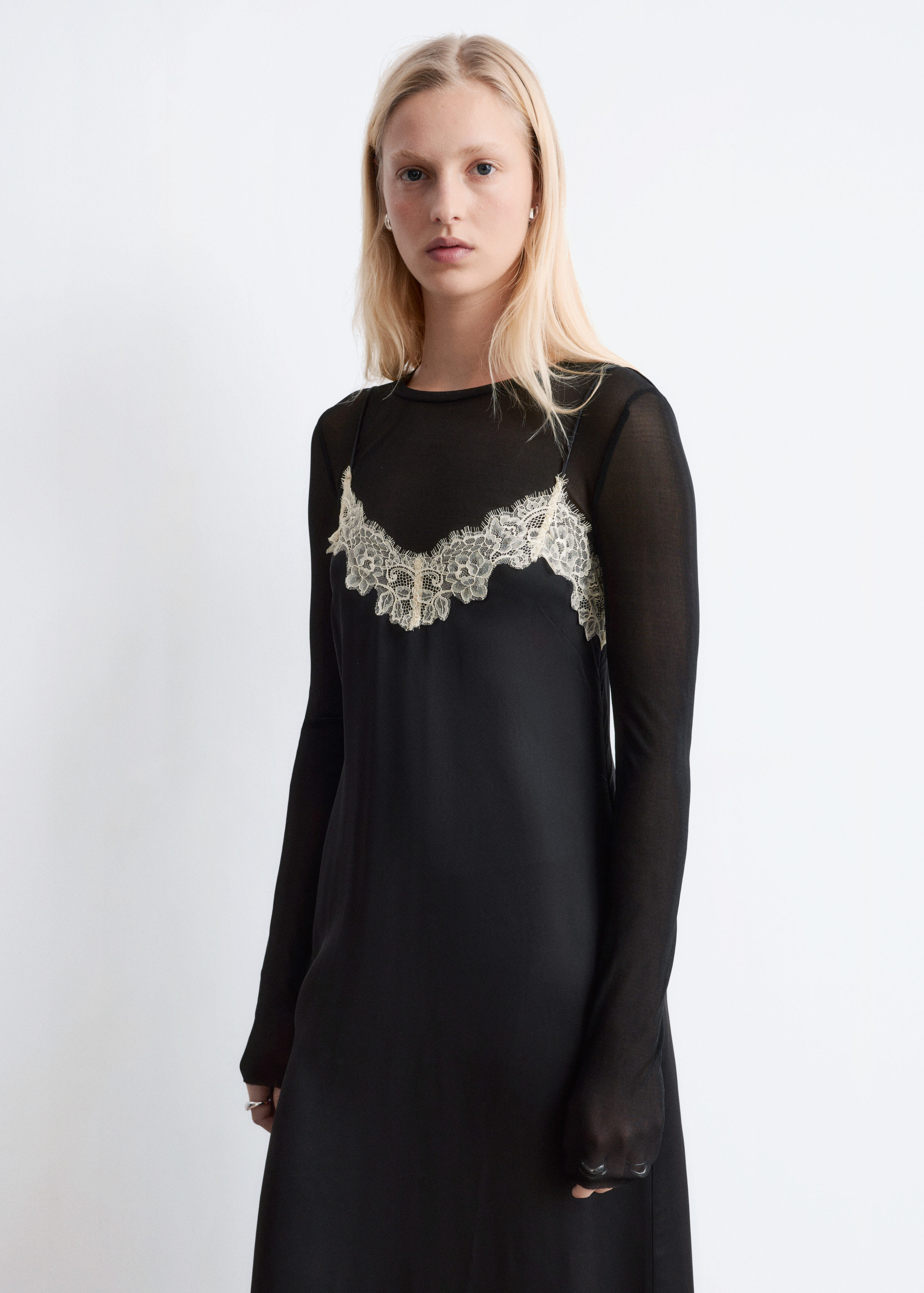 & Other Stories SATIN SLIP MIDI DRESS