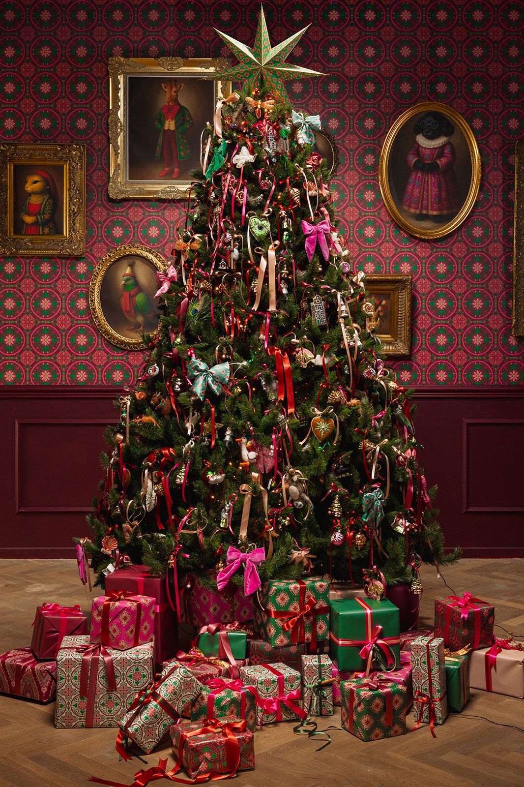 Roze strik kersthanger