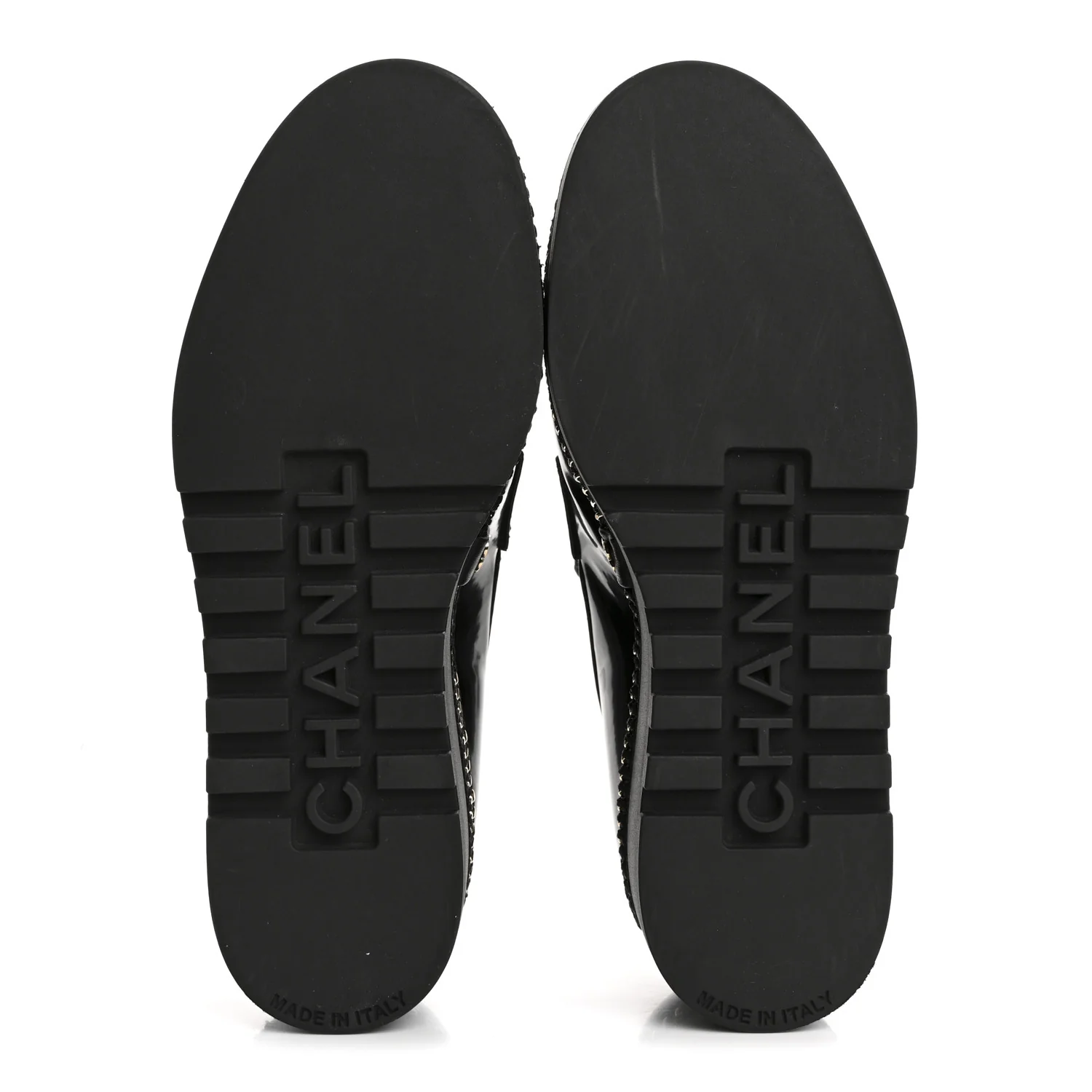 Shiny Calfskin Platform Loafers 37 Black - Top Club